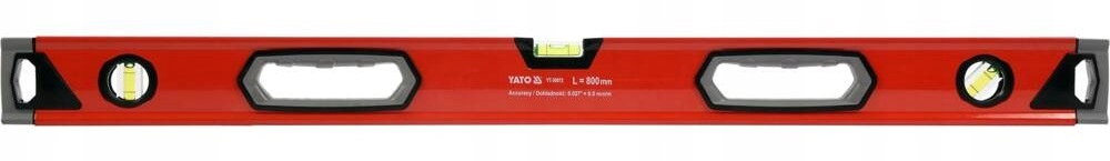 YATO POZIOMNICA ALUMINIOWA 800 MM, 3 LIBELLE, DWA UCHWYTY 0,5 MM/M YT-30072