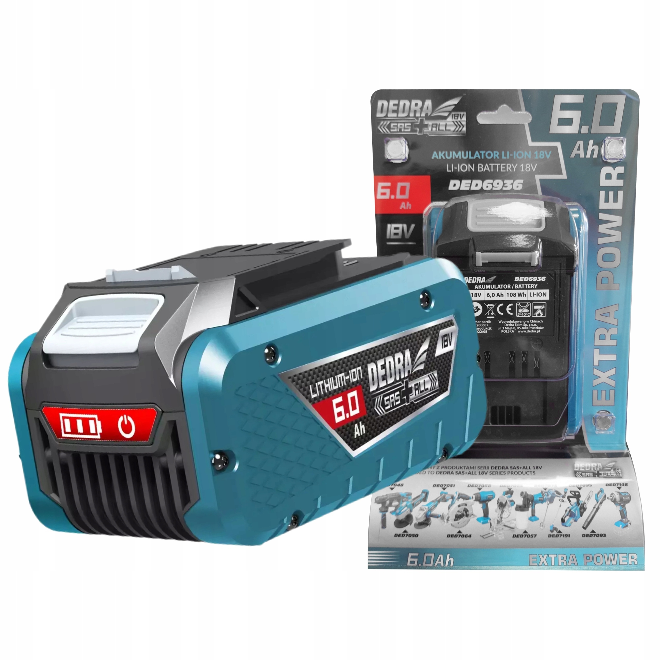DEDRA AKUMULATOR BATERIA Li-Ion DED6936 6Ah 6.0Ah 18V SAS+ ALL DO ŁADOWARKI