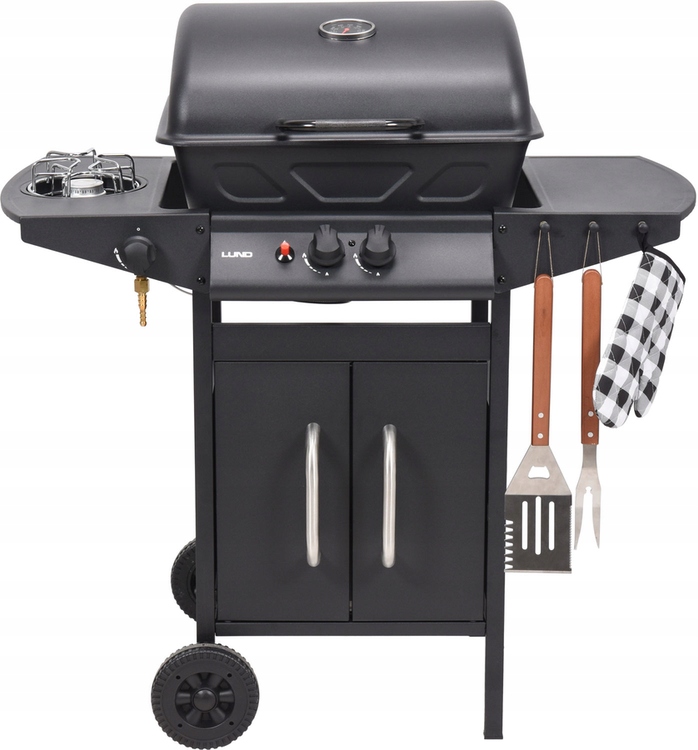 LUND GRILL GAZOWY OGRODOWY 2+1 8 KW PALNIK BOCZNY STALOWY RUSZT 99645