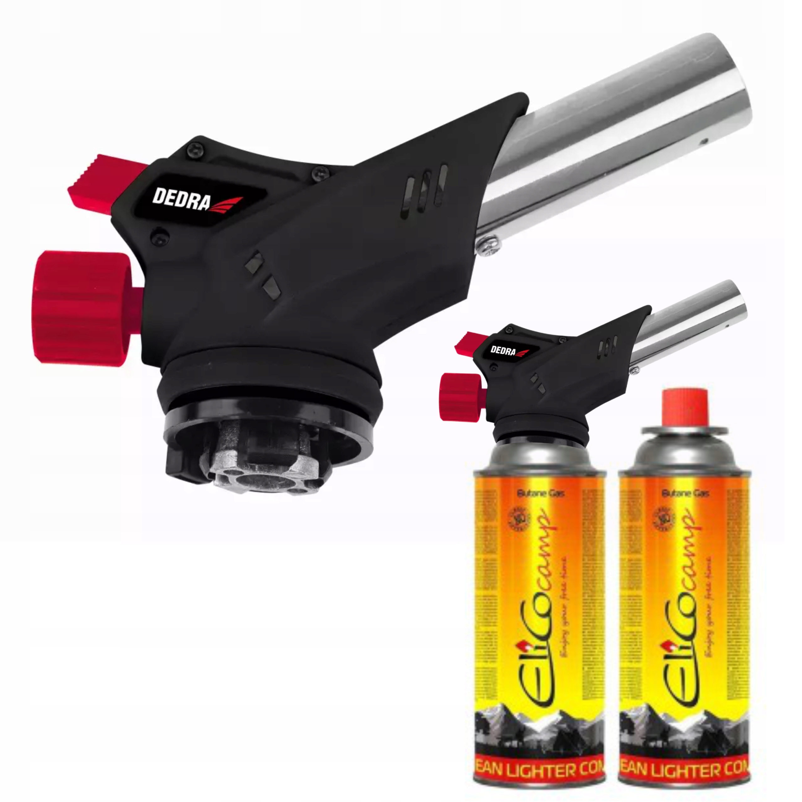 DEDRA PALNIK GAZOWY LUTOWNICA PIEZO GAZ KARTUSZ 31A033 +2 GAZY KARTUSZE