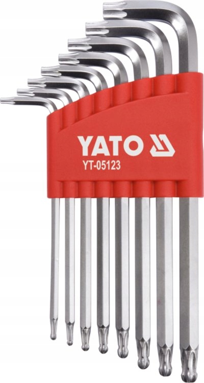 YATO KOMPLET ZESTAW KLUCZY TORX Z KULKĄ DŁUGIE 8 KLUCZY T9-T40 YT-05123