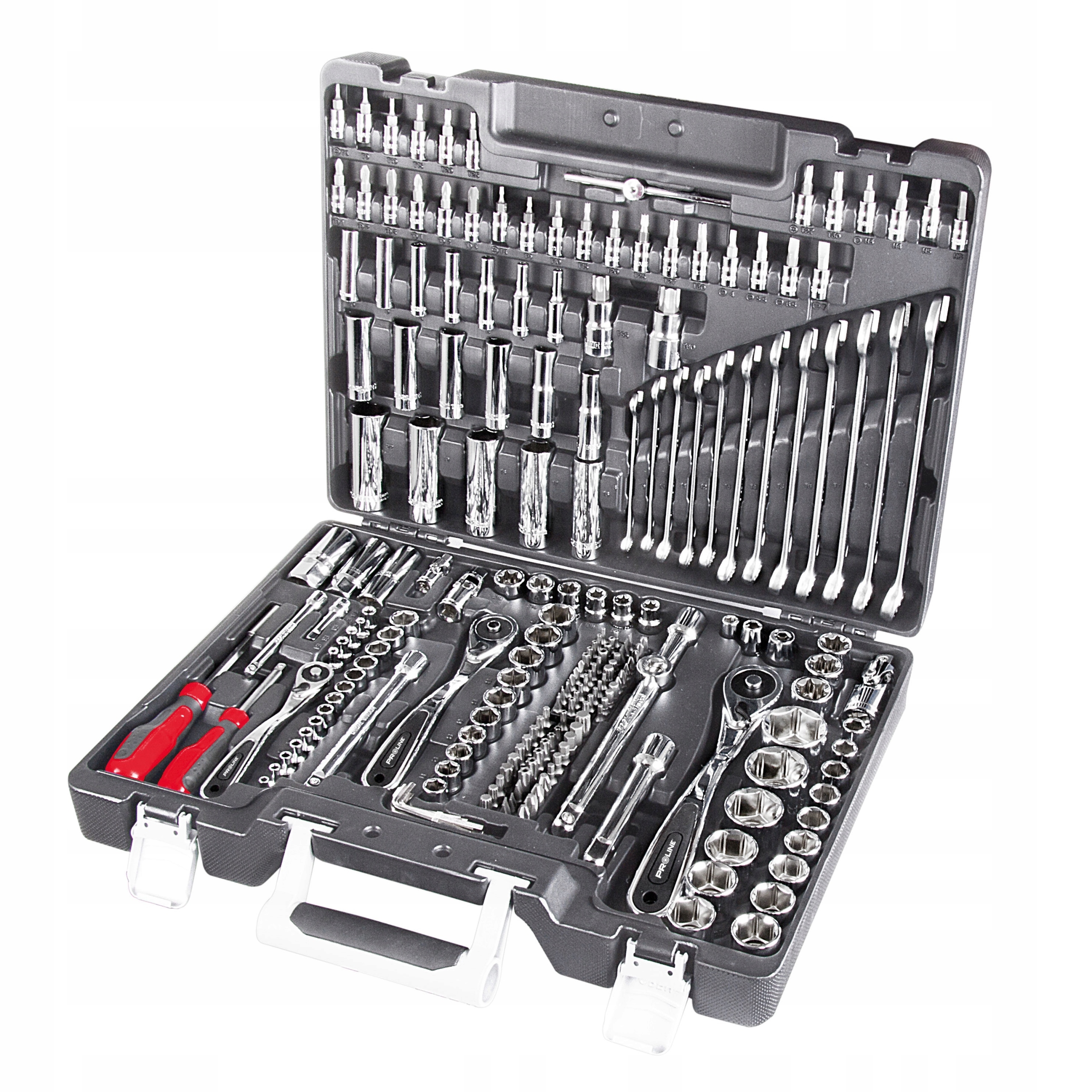 PROLINE ZESTAW 217el KLUCZE NASADOWE i PŁASKIE 1/4" 3/8" 1/2" WALIZKA 58217