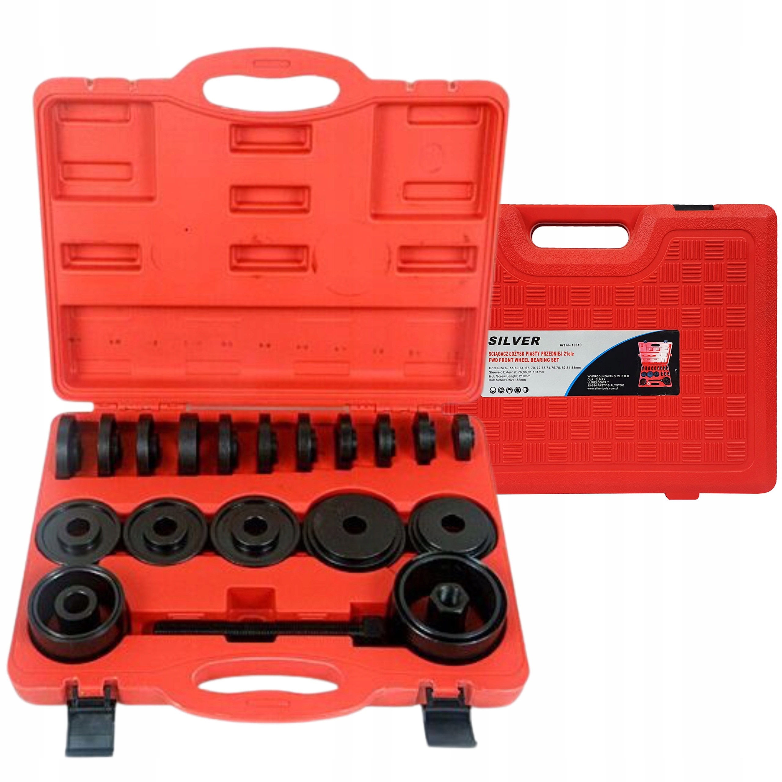 ZESTAW ŚCIĄGACZ TULEI ŁOŻYSK ADAPTERY PRASY 56-88mm PIASTY PRZEDNIEJ 21 SZT