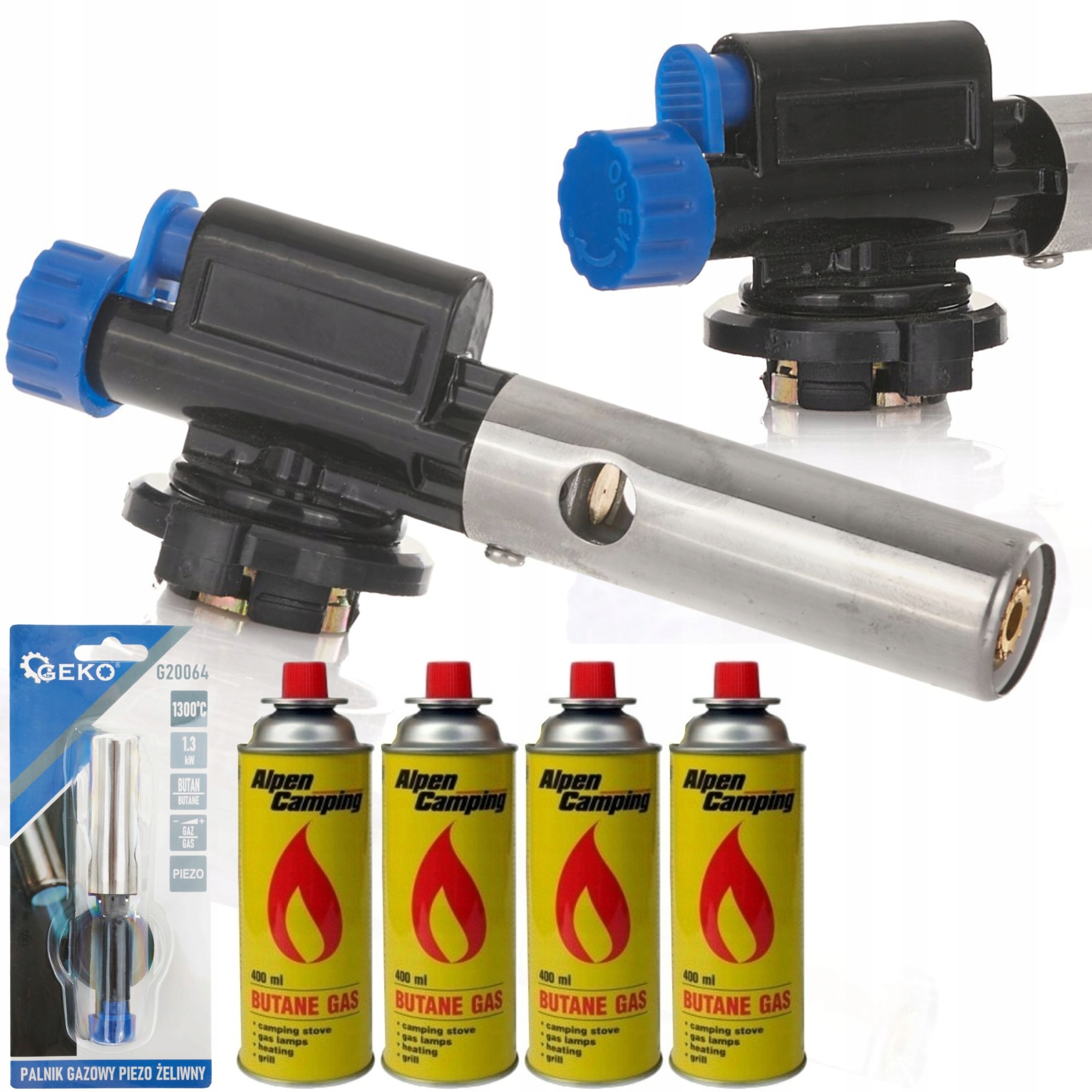 GEKO PALNIK GAZOWY NA KARTUSZE ŻELIWNY OPALARKA PIEZO ŻELIWNY G20064+4x GAZ