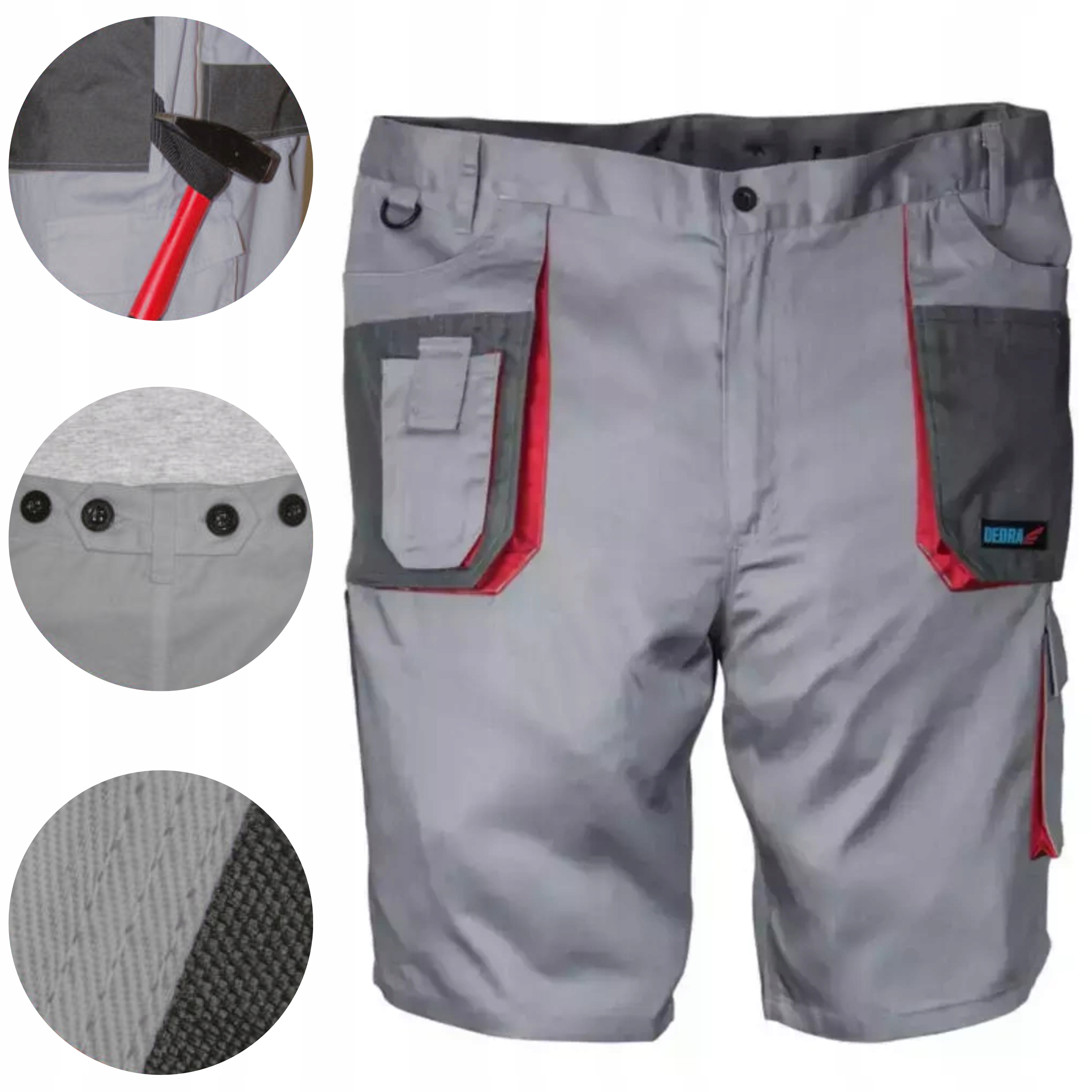DEDRA SZORTY OCHRONNE SZARE XXL/58 COMFORTLINE 190G/M2 20%BAWEŁNY BH3ST-XXL