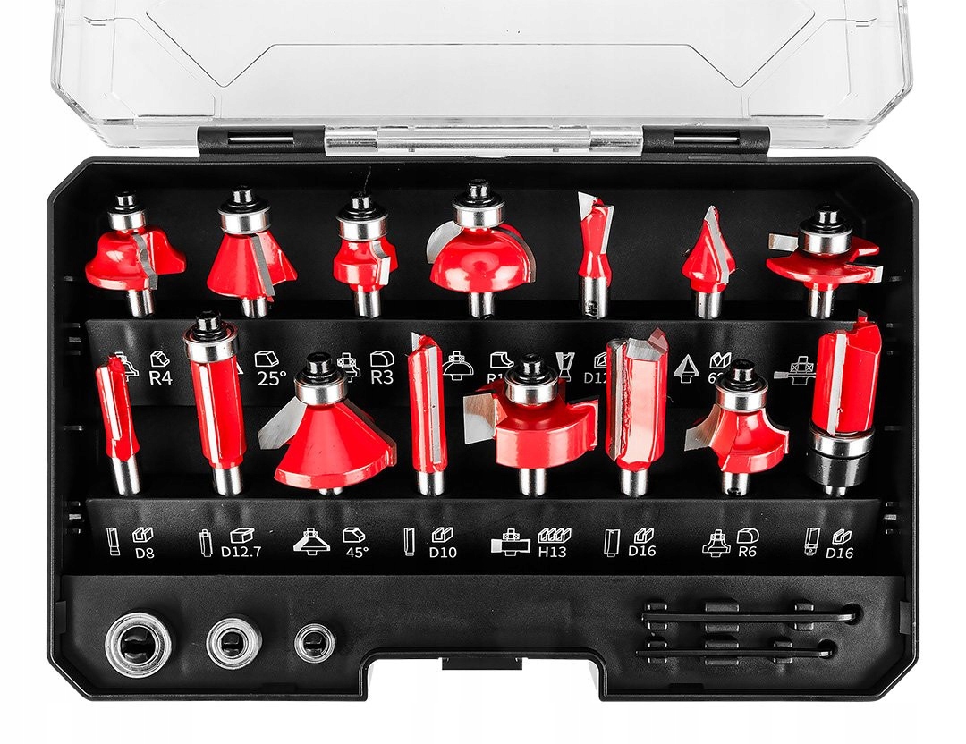 GRAPHITE FREZY WIDIOWE TRZPIEŃ 8 MM ZESTAW 15 SZT WALIZKA 56H241