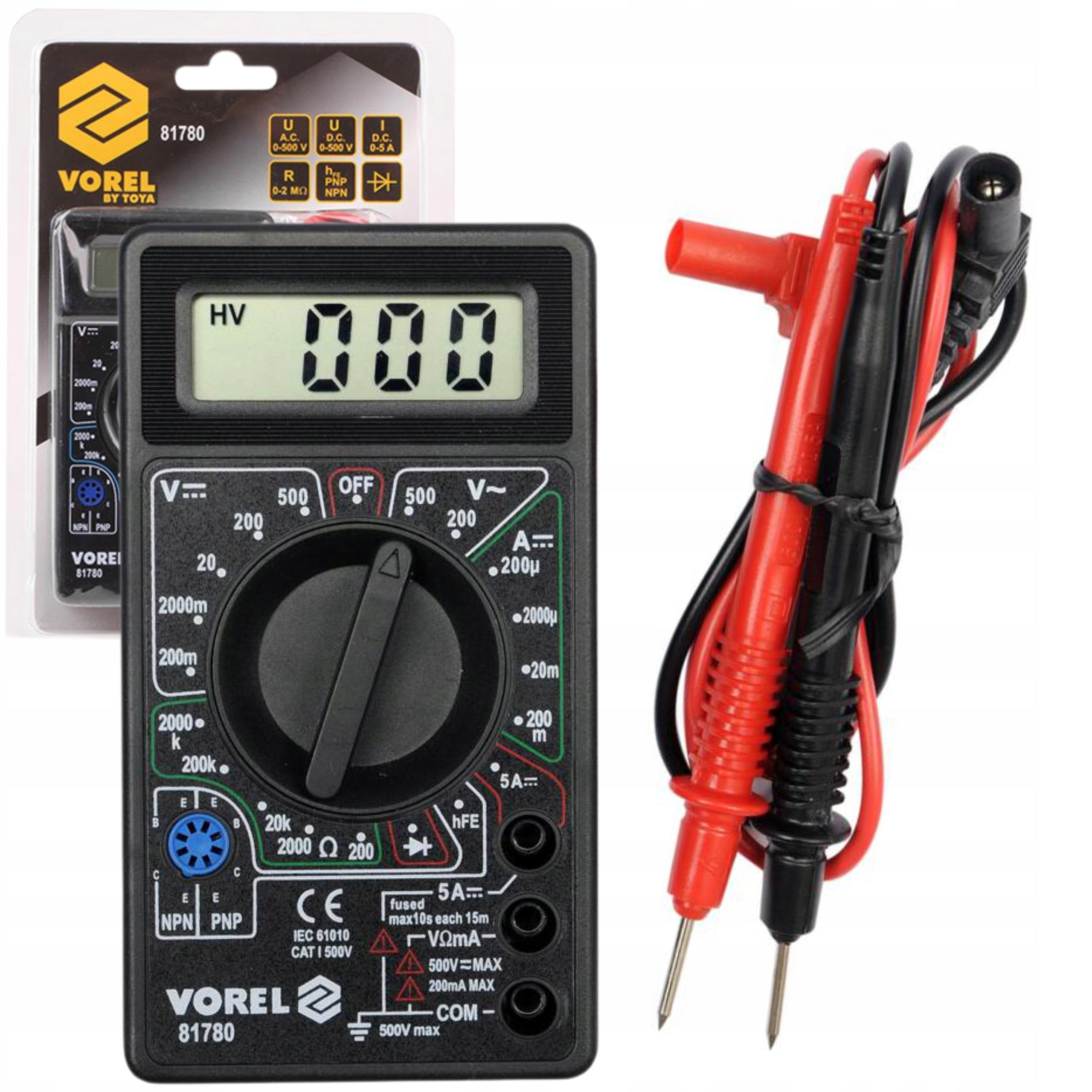 CYFROWY MIERNIK UNIWERSALNY MULTIMETR PROMOCJA POMIARY ELEKTRYCZ VOREL81780