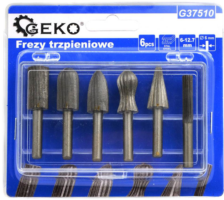KOMPLET ZESTAW FREZY TRZPIENIOWE DO METALU PILNIKI 6-12,7MM HSS 6EL G37510