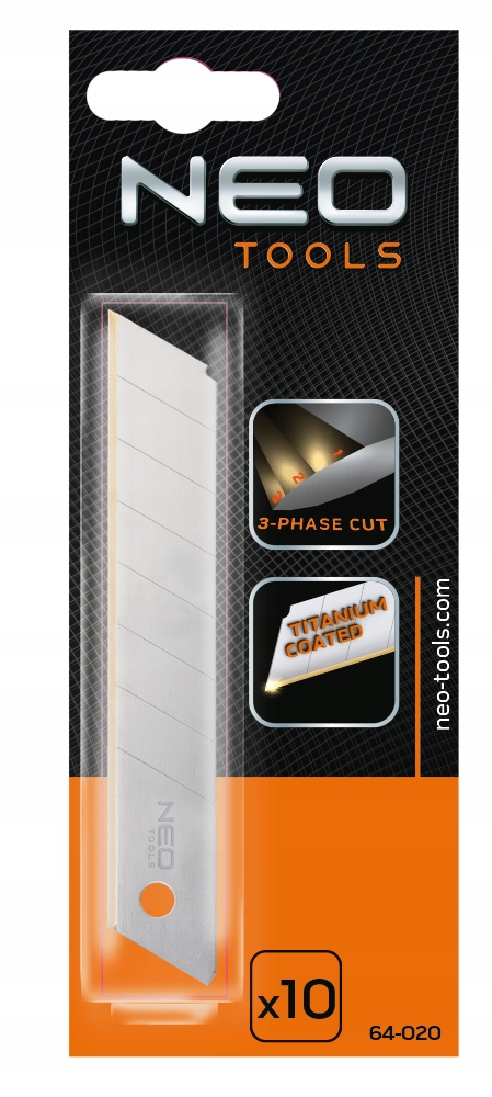 NEO KOMPLET OSTRZA ŁAMANE WYMIENNE POKRYTE TYTANEM 18mm 10 SZTUK 64-020