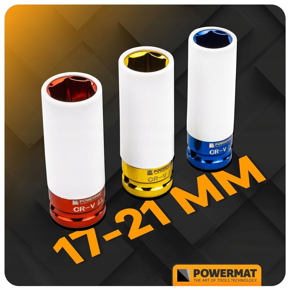 ZESTAW NASADEK UDAROWYCH DO FELG ALUMINIOWYCH 17/19/21 MM KOLOROWE 3 SZT