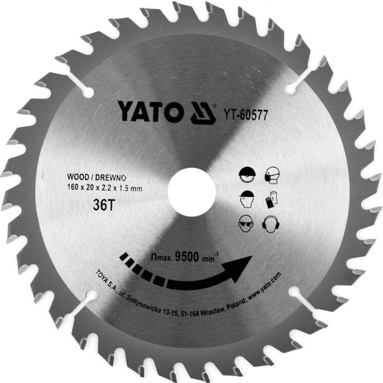 YATO TARCZA WIDIOWA ZĘBY Z WĘGLIKA WOLFRAMU DO DREWNA 160X36TX20MM YT-60577