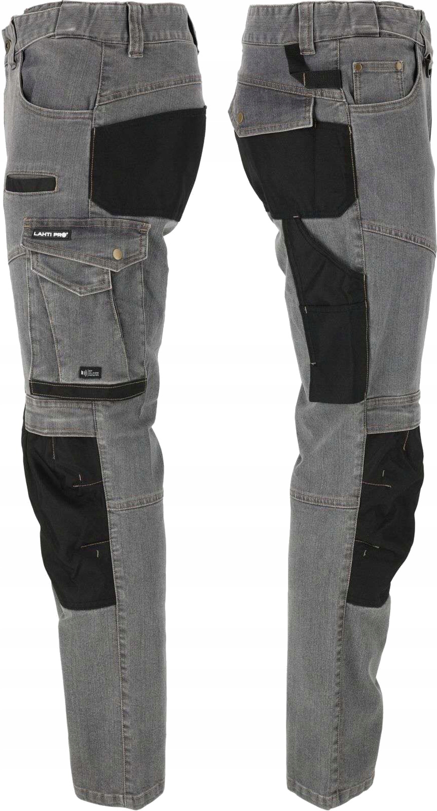 LAHTI PRO SPODNIE ROBOCZE JEANSOWE STRETCH SLIM FIT WZMOCNIANIE r. XL