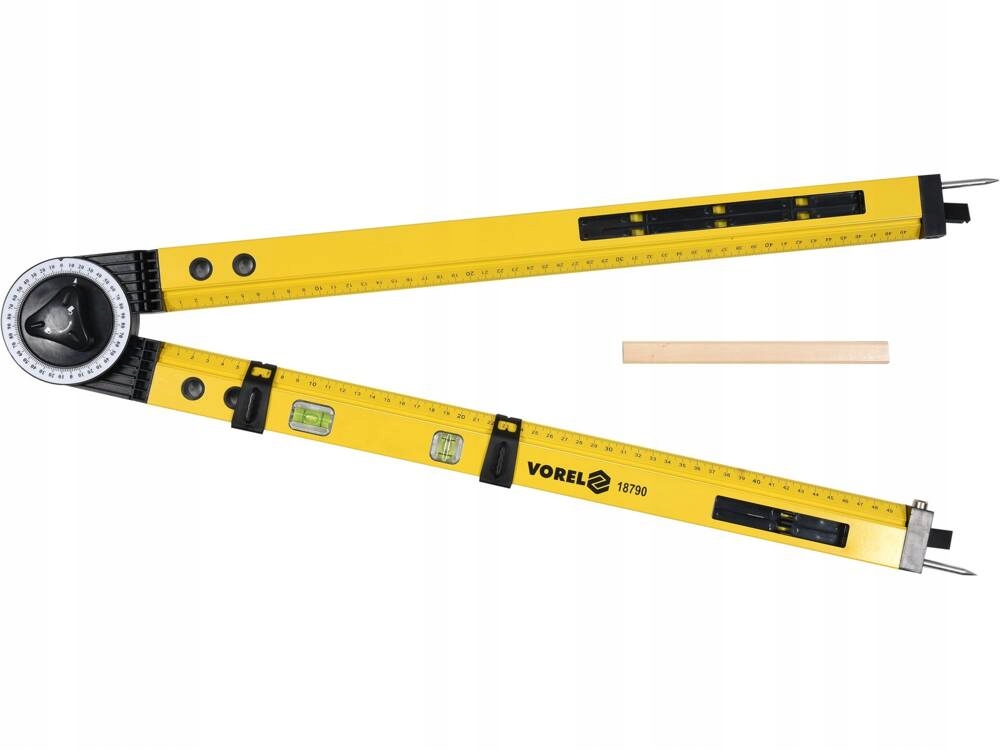 KĄTOMIERZ KĄTOWNIK BUDOWLANY ALUMINIOWY POZIOMICA CYRKIEL 3w1 VOREL 18790
