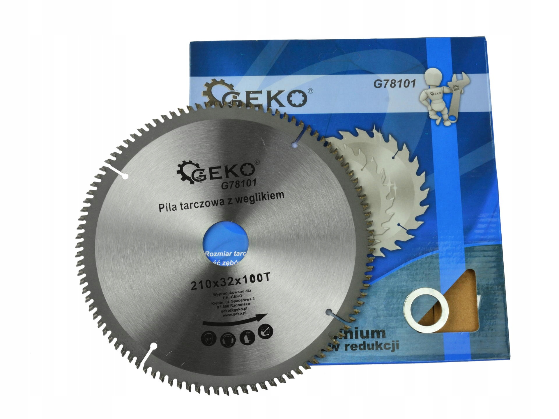 GEKO TARCZA DO ALUMINIUM Z WIDIĄ 210MMx100Tx32MM + ZESTAW REDUKCJI G78101