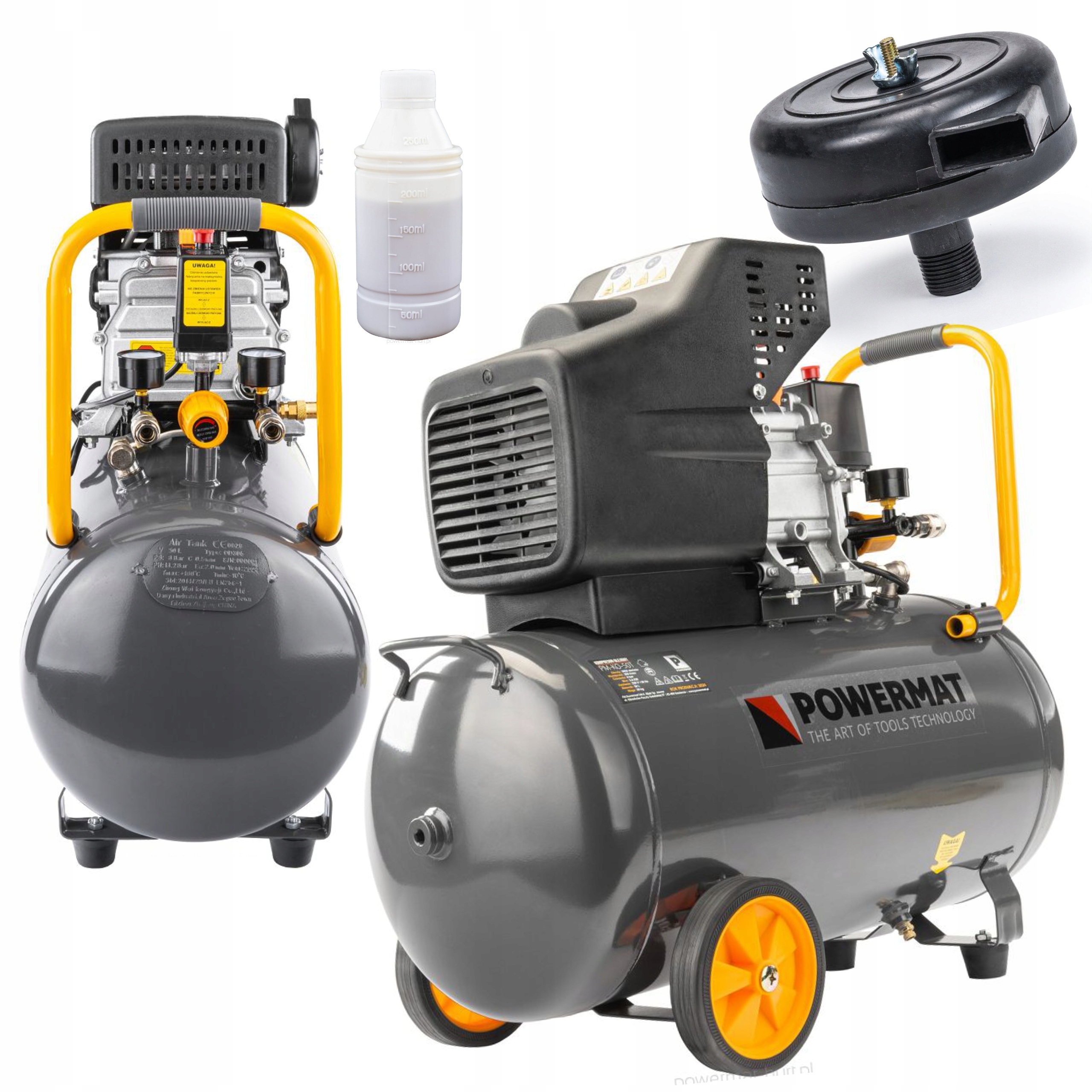 KOMPRESOR OLEJOWY 50L SPRĘŻARKA POWIETRZA 8 BAR 206 l/min 230V 1,85kW