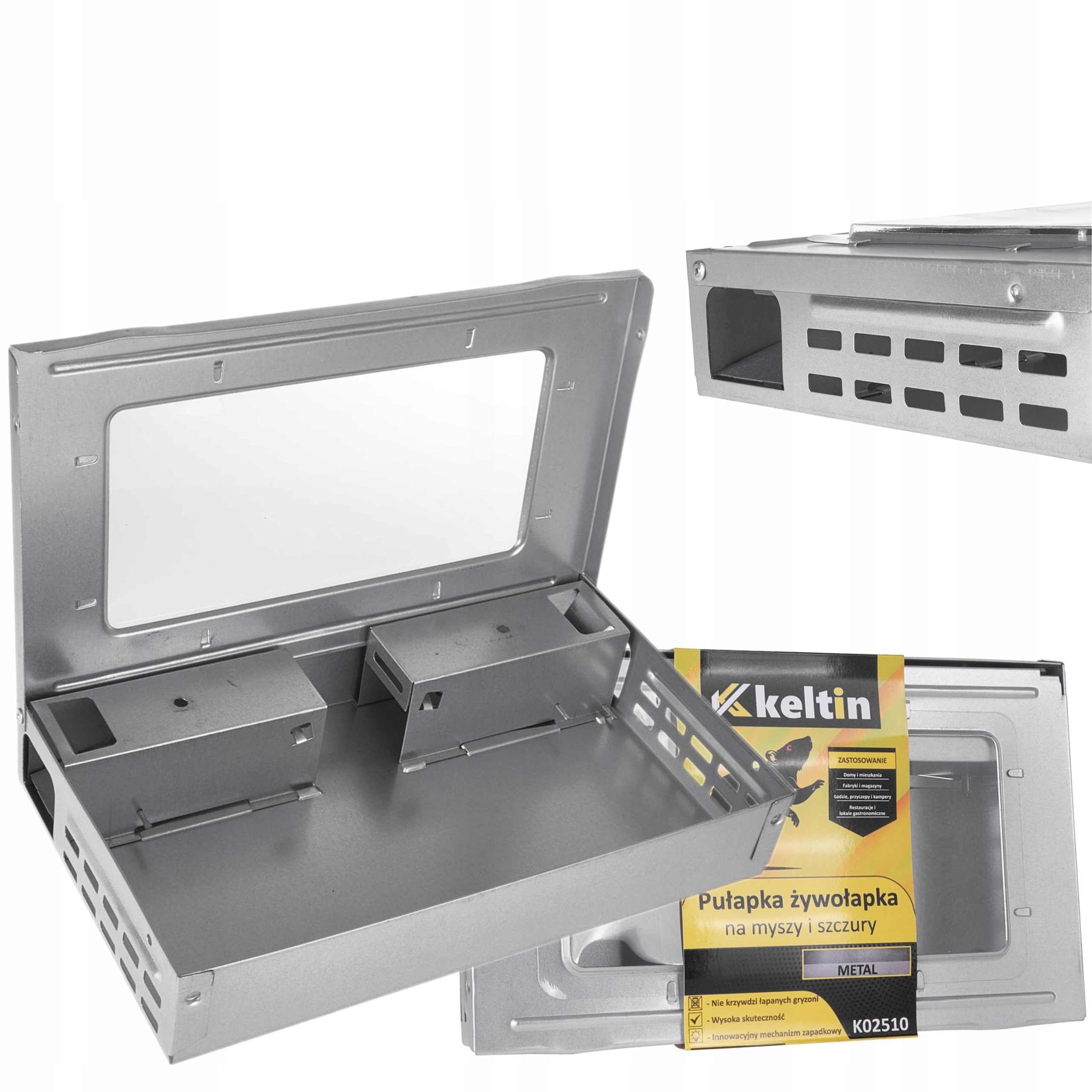 KETLIN PUŁAPKA ŁAPIĄCA GRYZONIE ŻYWOŁAPKA METALOWA NA MYSZY SZCZURY K02510