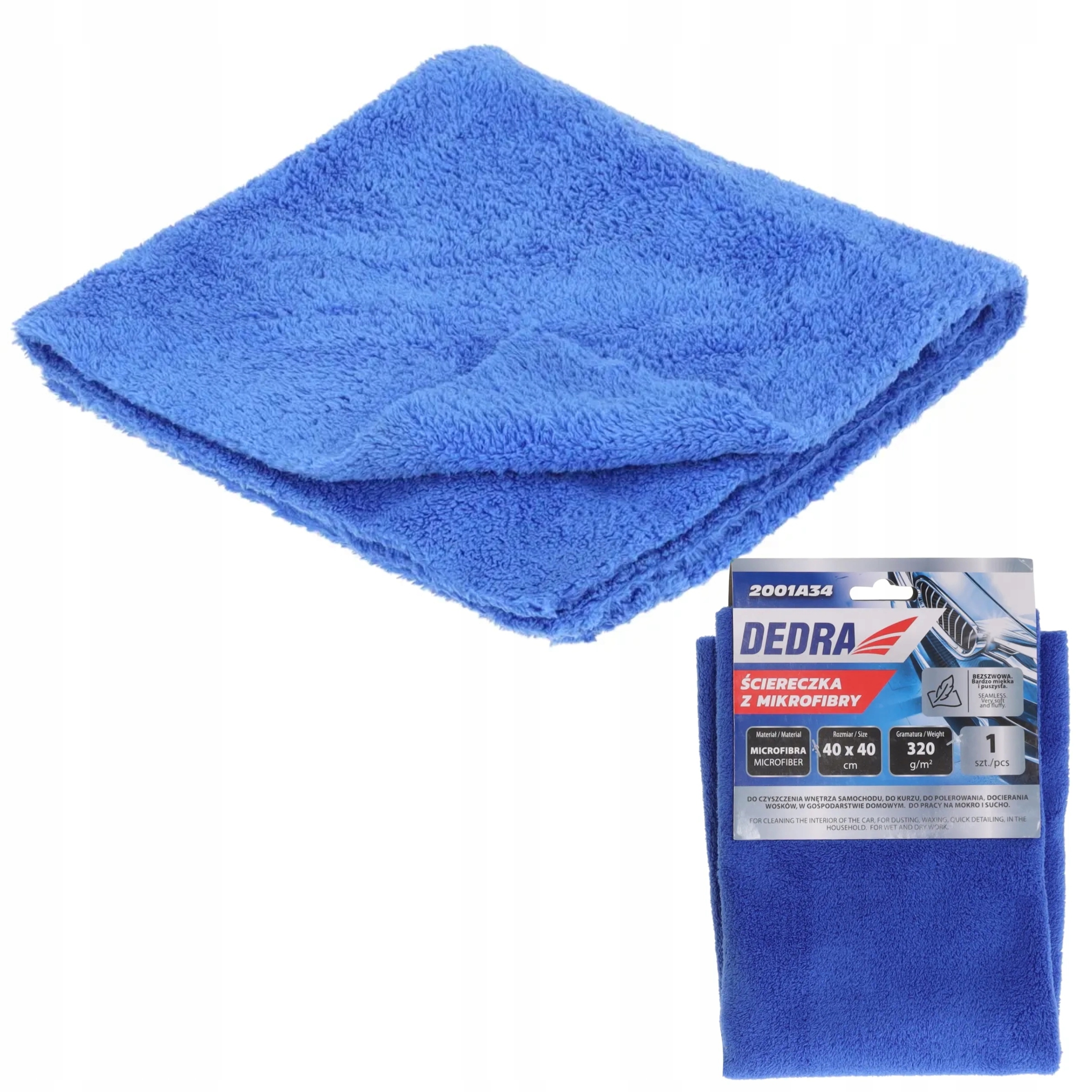DEDRA ŚCIERECZKA Z MIKROFIBRY BEZSZWOWA UNIWERSALNA 40x40cm 320G/M2 2001A34