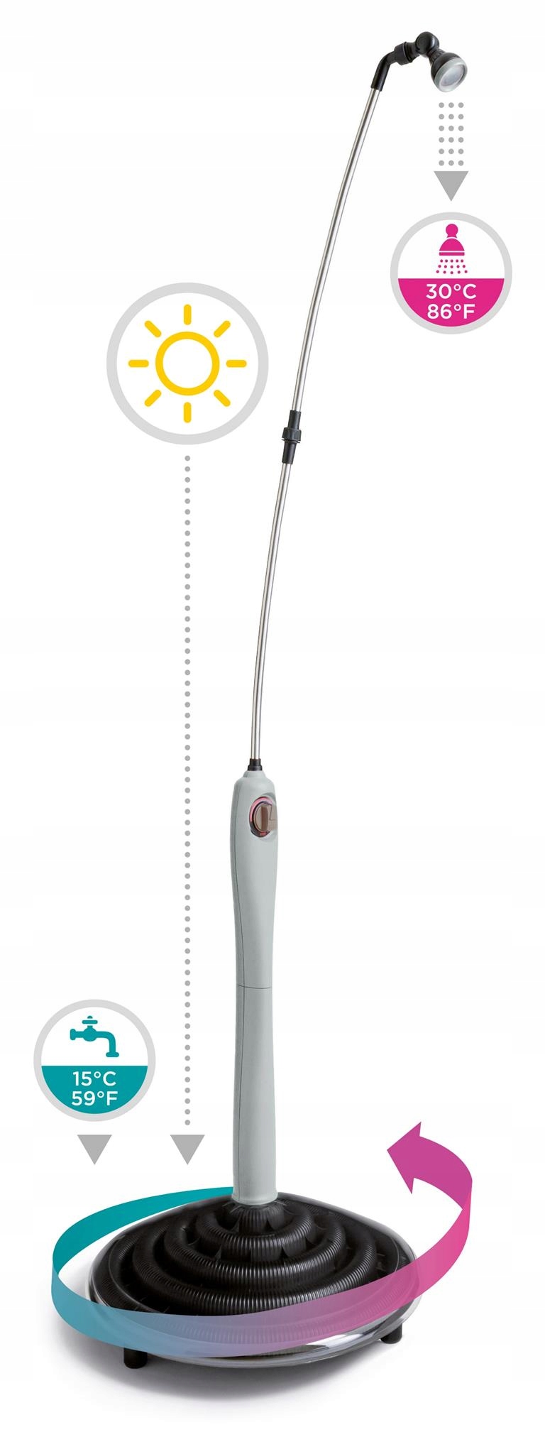 PRYSZNIC TURYSTYCZNY OGRODOWY SOLARNY 5519 SUNNY STYLE PREMIUM SZARY