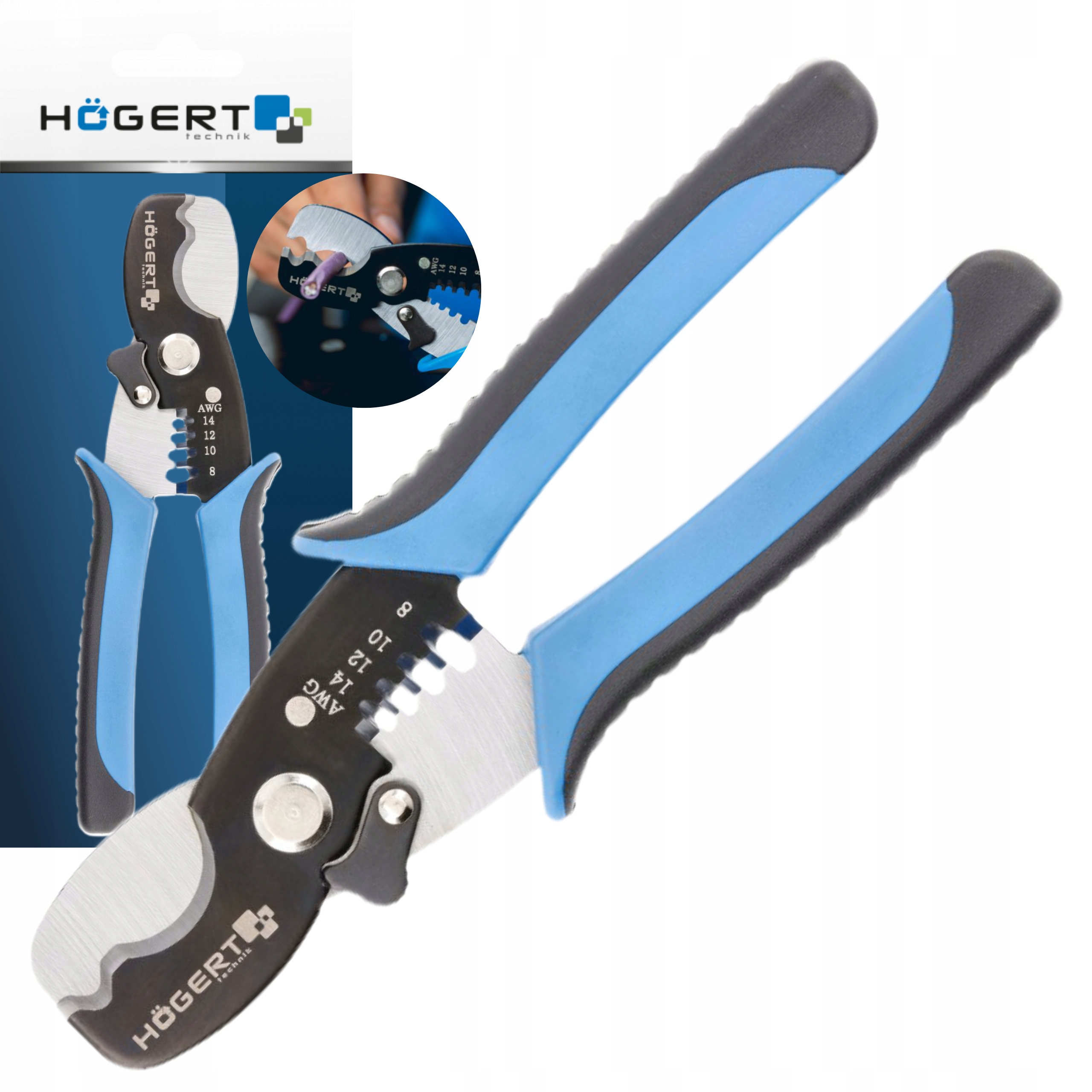 HOGERT SZCZYPCE DO CIĘCIA PRZEWODÓW 185mm od 1.3 do 8 mm2 16-8 AWG HT1P045