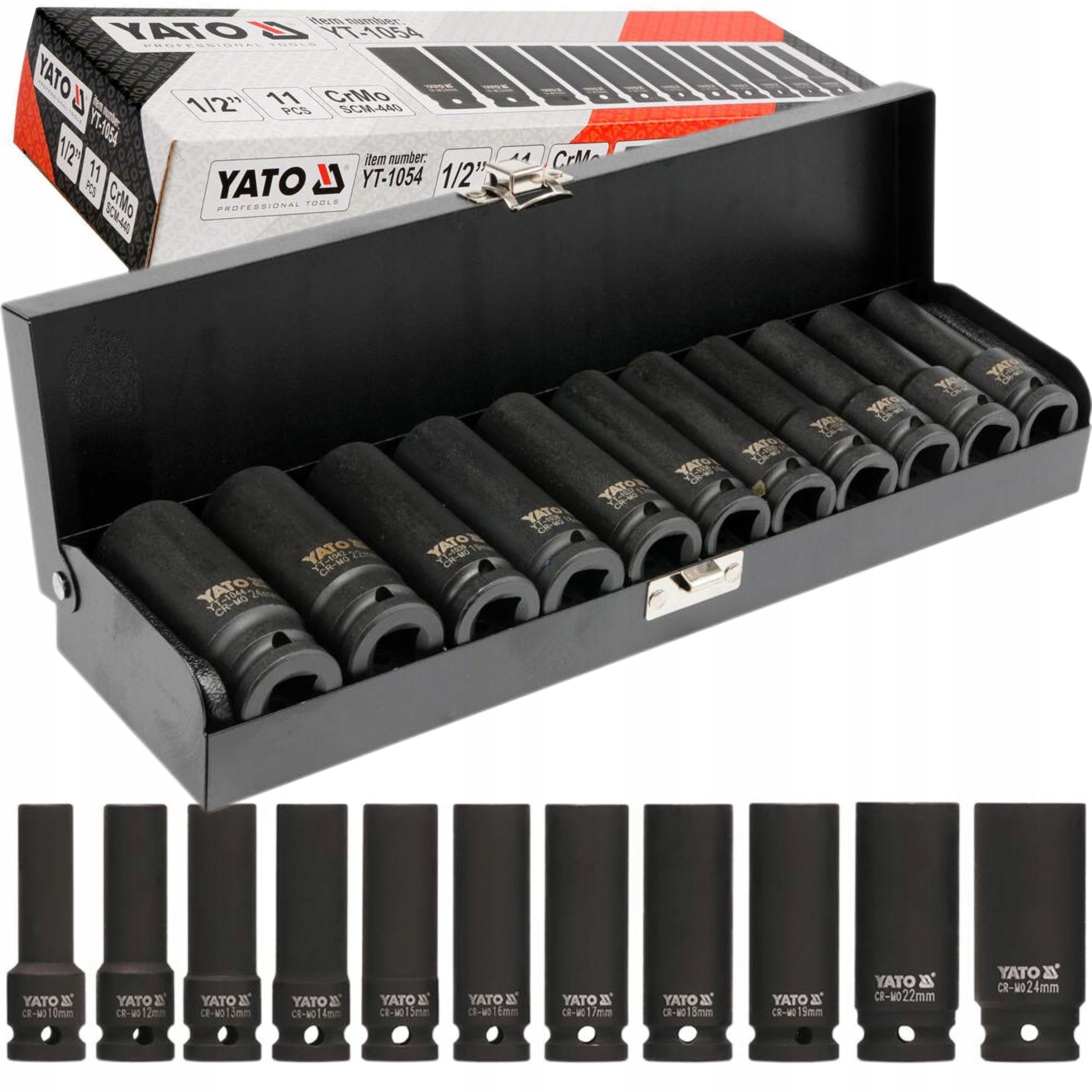 YATO KLUCZ PNEUMATYCZNY UDAROWY DO KÓŁ 1/2 1700Nm YT-09544 +NASADKI UDAROWE