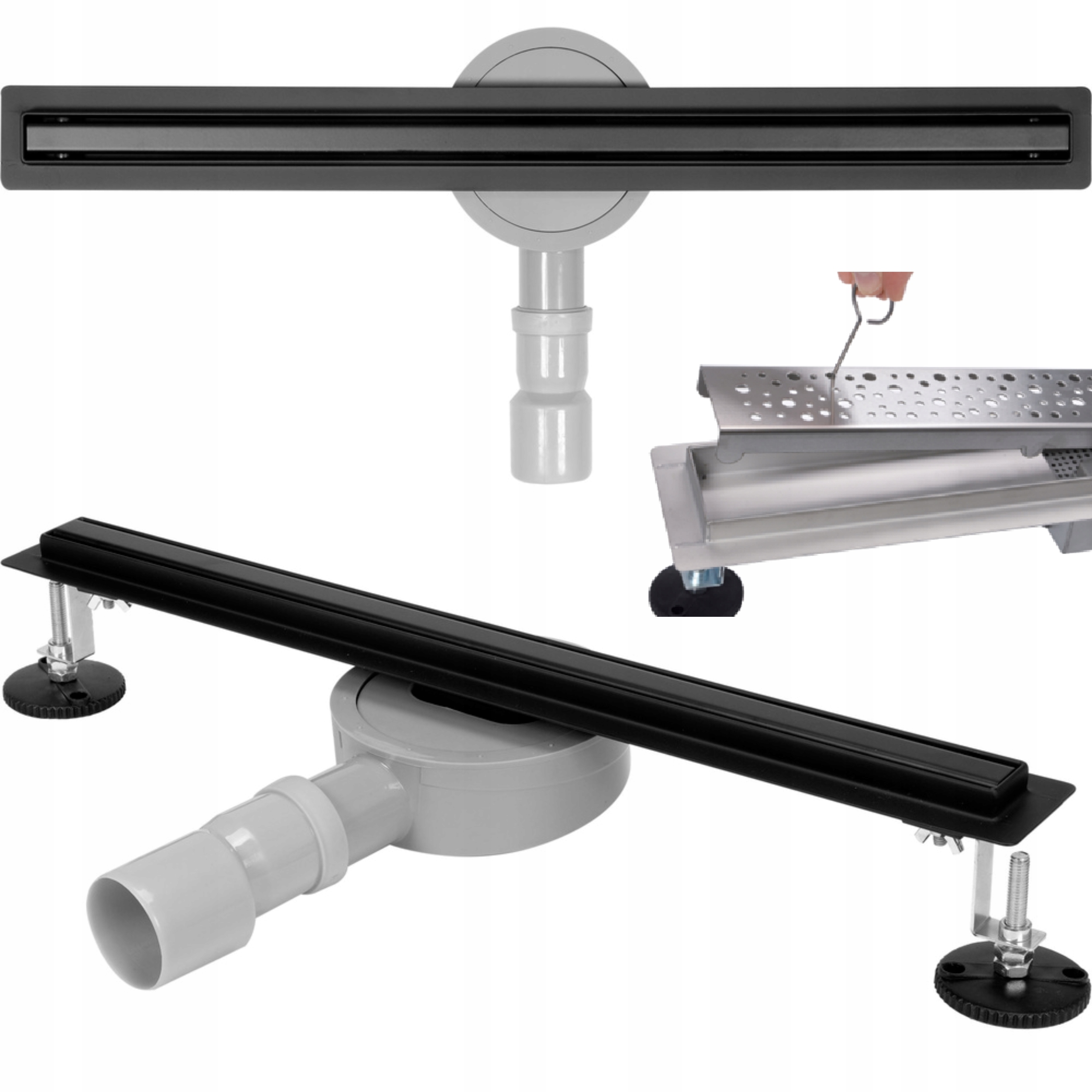 FALA ODPŁYW LINIOWY SLIM BLACK 60 CM 71636