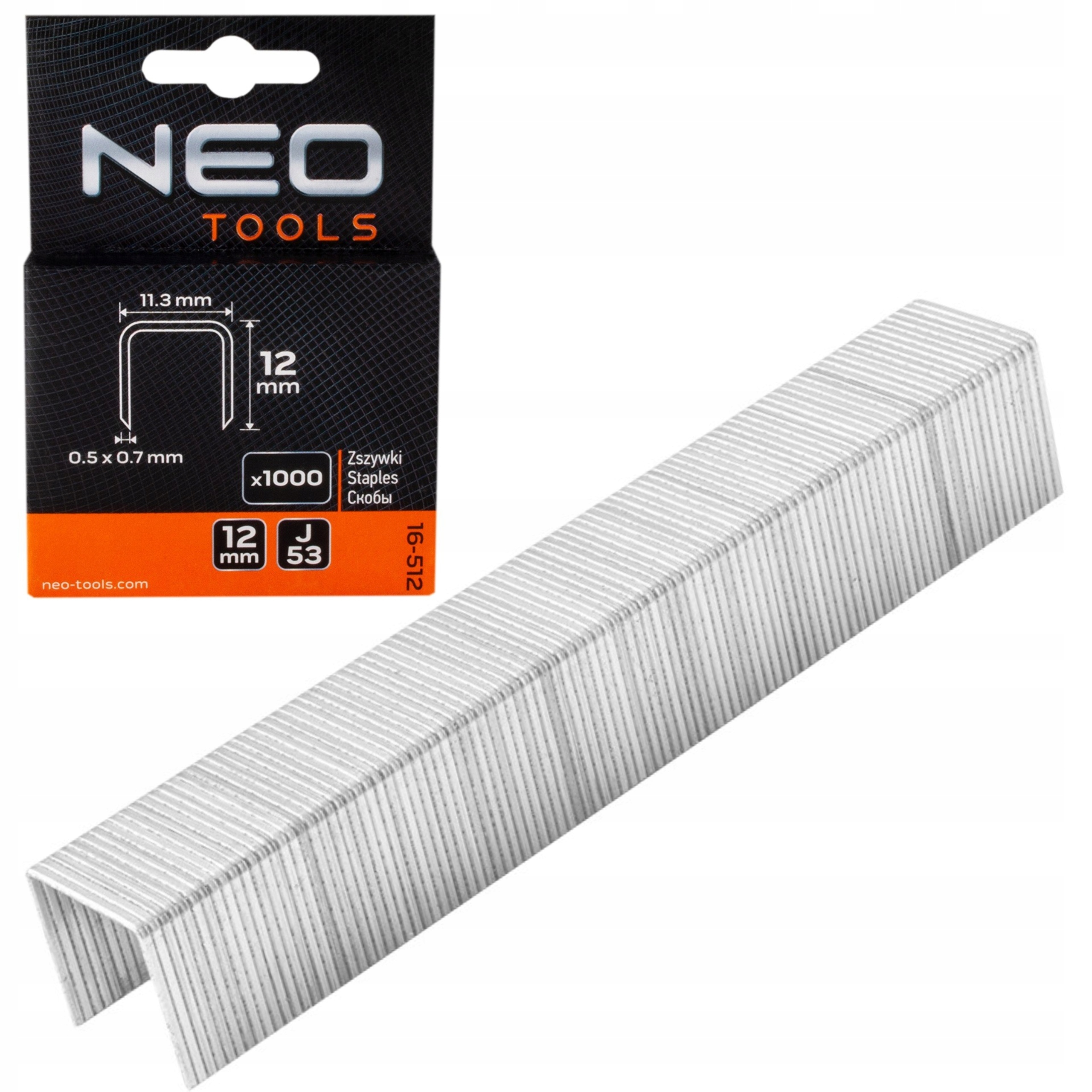 NEO TOOLS ZSZYWKI TYP J, 12 MM, 1000 SZTUK TAPICERSKIE DEKORATORSKIE 16-512