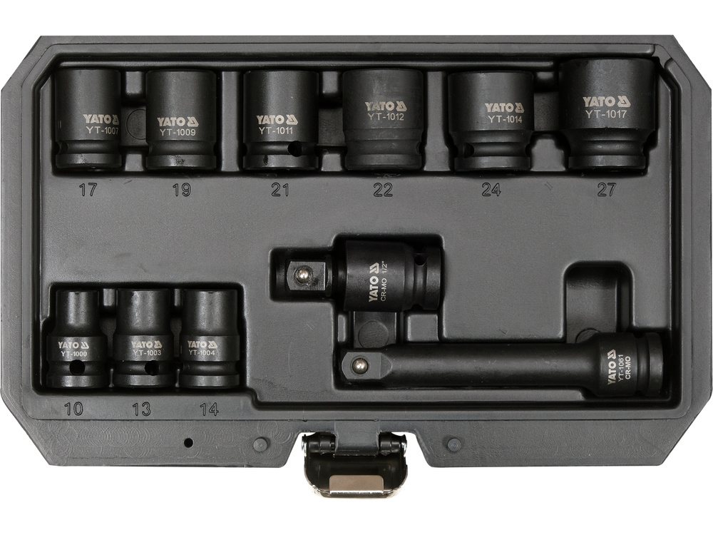 YATO ZESTAW NASADEK UDAROWYCH 11SZT 1/2'' 10-27mm NASADKI UDAROWE YT-10255