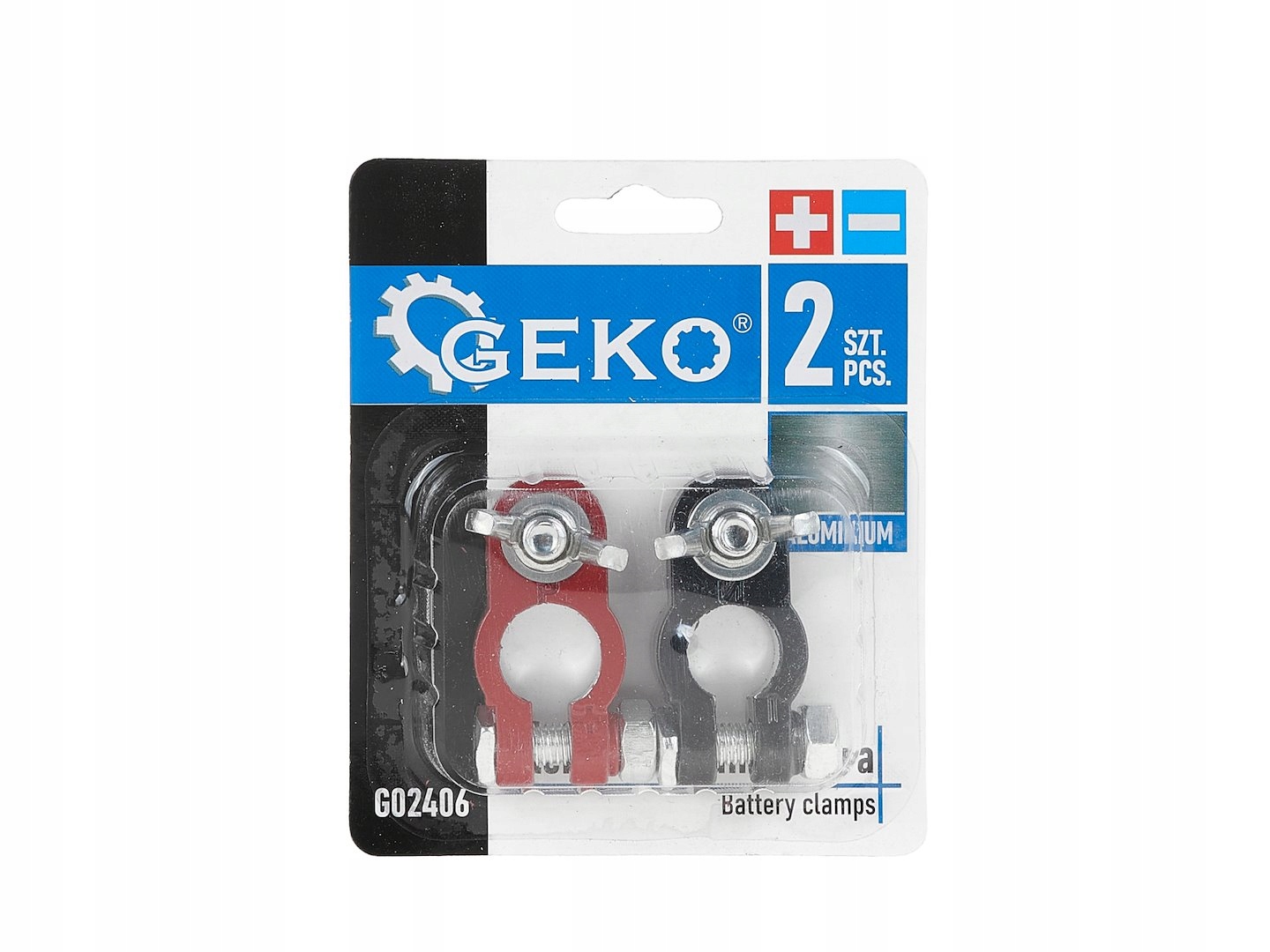 GEKO KOMPLET ZESTAW KLEMY ALUMINIOWE DO AKUMULATORA 2 ELEMENTY G02406