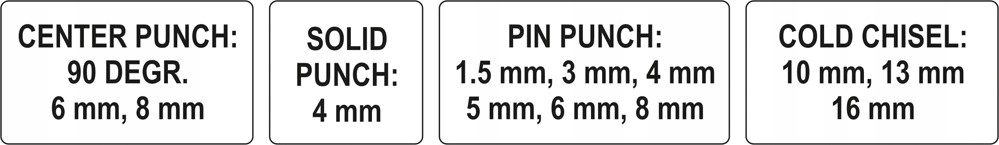 YATO ZESTAW PRZECINAKÓW I PUNKTAKÓW WYBIJAKÓW WALCOWE 12 SZTUK YT-4714