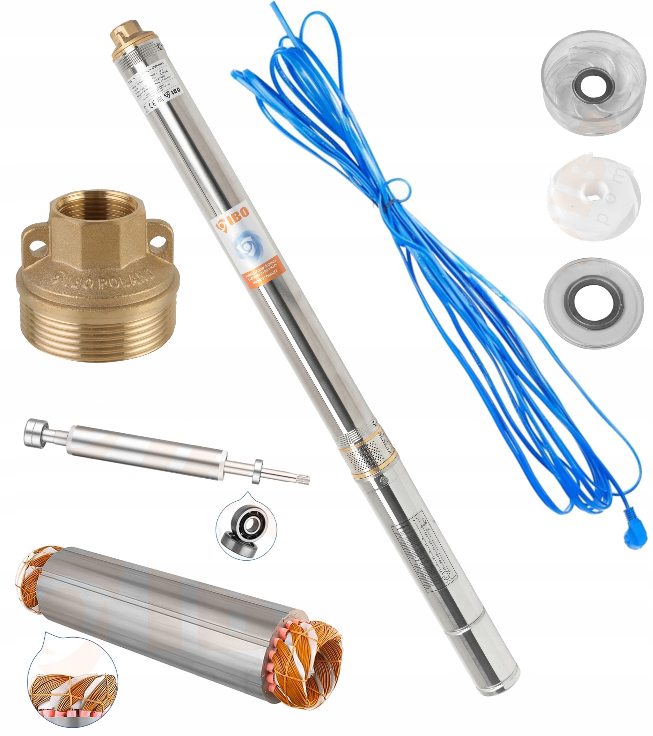 IBO POMPA GŁĘBINOWA 3,5'' SDM 3/11 0,8kW 105L/min ANTYPIASKOWA + KABEL 20M