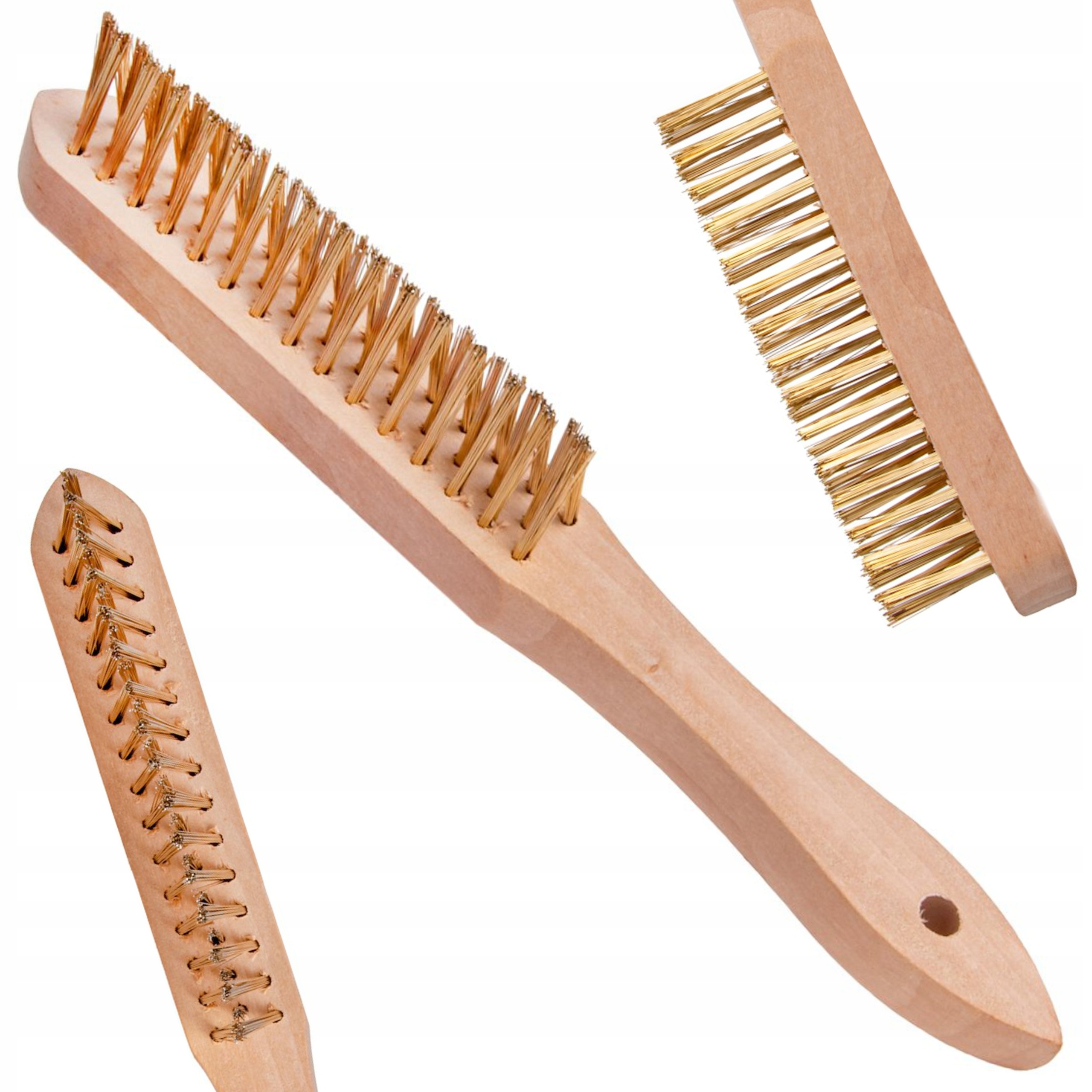 SZCZOTKA DRUCIANA DO RDZY SZCZELIN DREWNIANA 3 RZĘDZY GEKO G00738