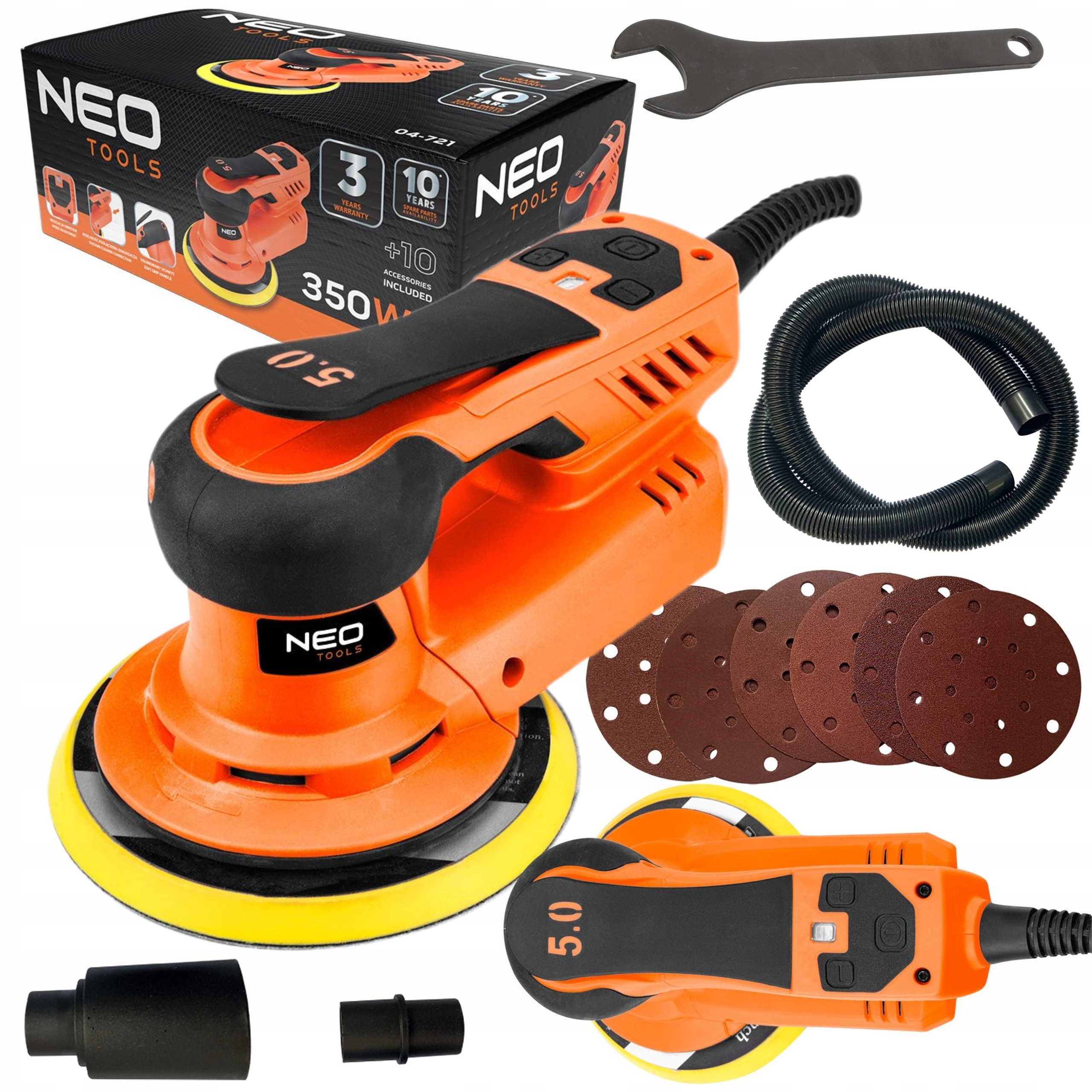 NEO SZLIFIERKA MIMOŚRODOWA OSCYLACYJNA BEZSZCZOTKOWA 150MM 350W 4000-10000