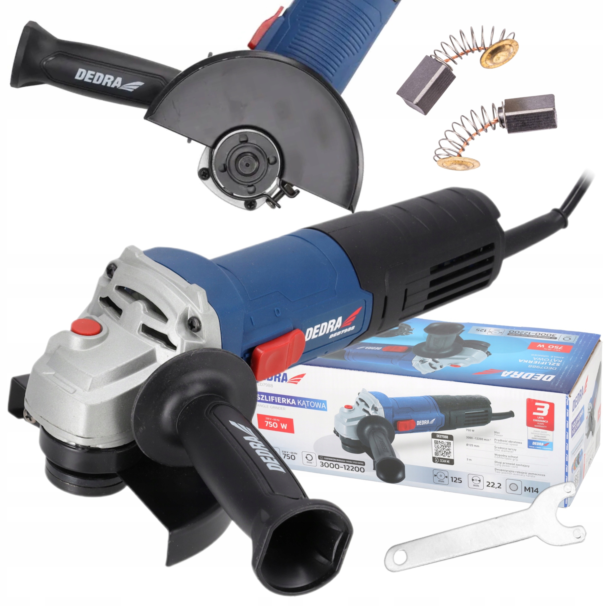 DEDRA SZLIFIERKA KĄTOWA 750W 125MM REGULACJA PRĘDKOŚCI 0-11000rpm DED7988