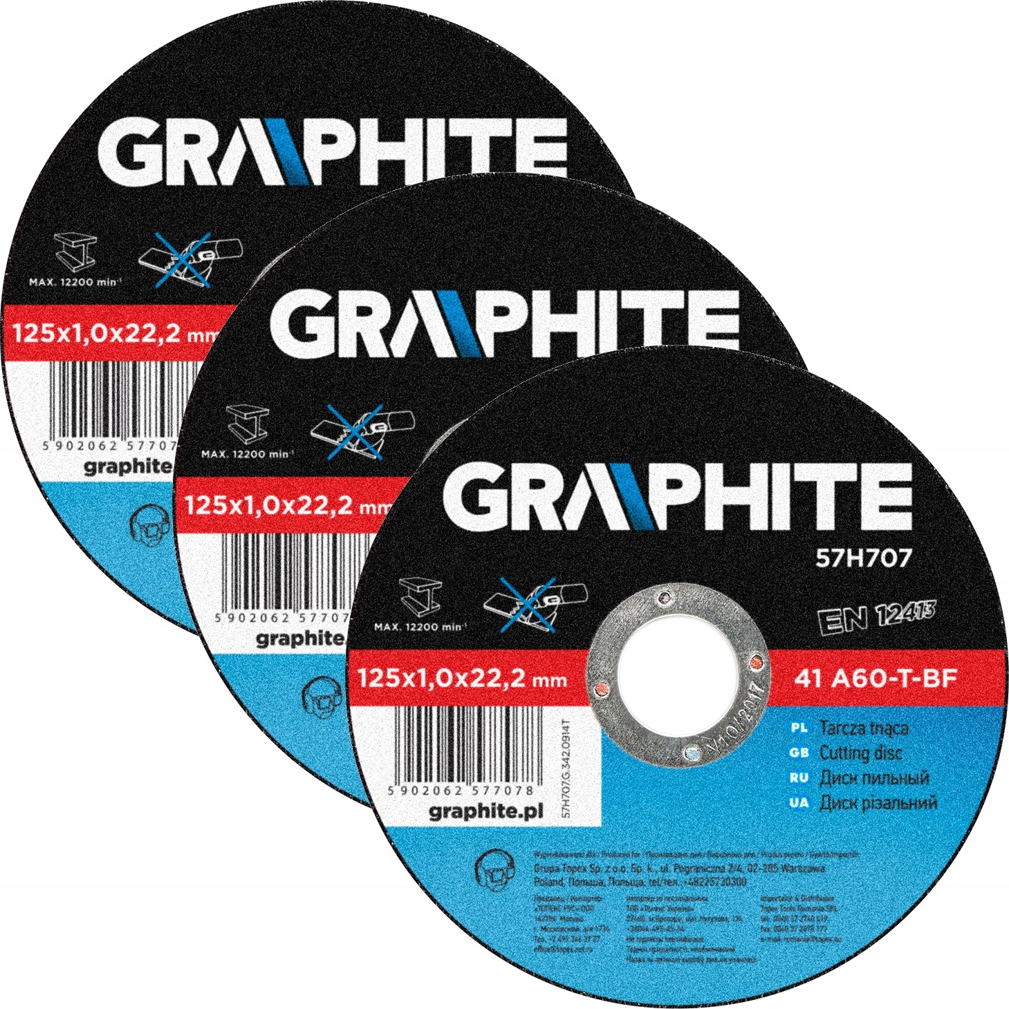GRAPHITE 59G087 SZLIFIERKA 125mm 900W 3 xTARCZA