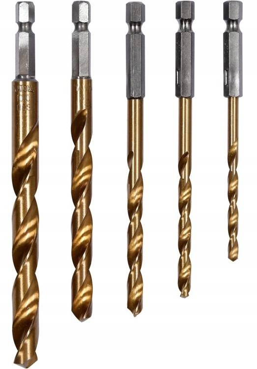 YATO KOMPLET WIERTŁA WIERTŁO DO METALU TYTANOWE HEX 4-10MM 5 SZTUK YT-44700
