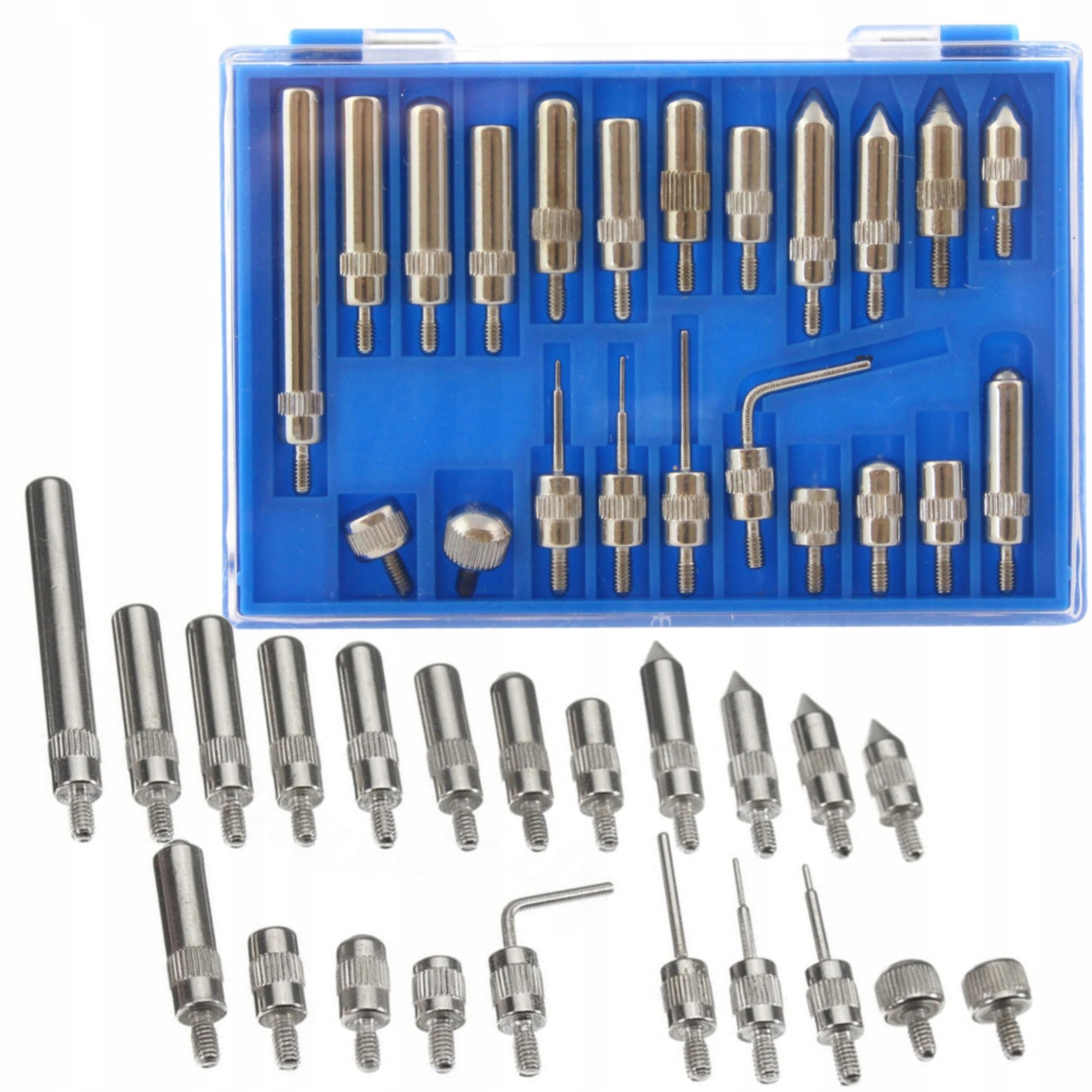 KOŃCÓWKI PRZEDŁUŻKI CZUJNIKA ZEGAROWEGO 22 SZTUKI WALIZKA S11600 9-43mm