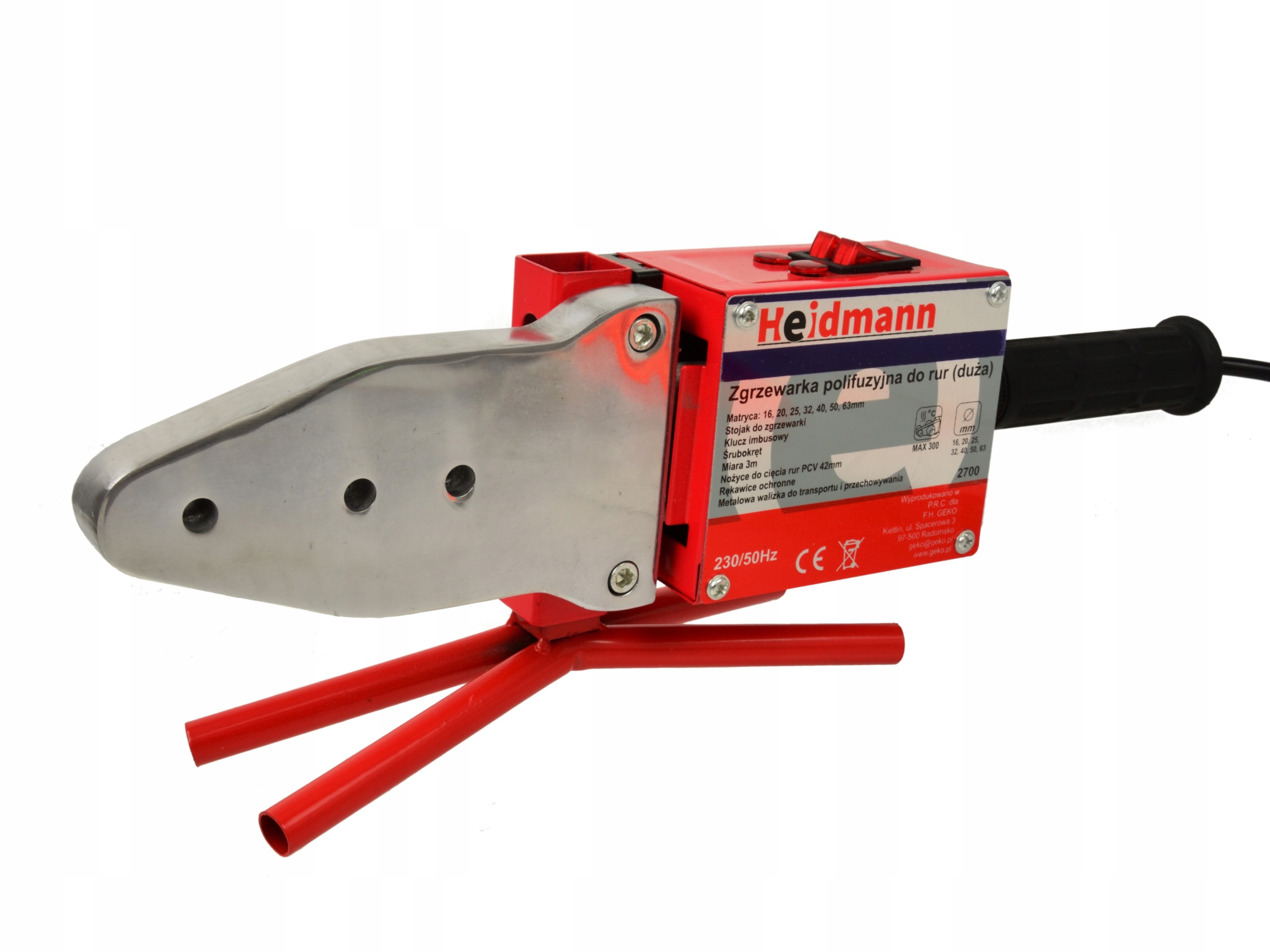ZGRZEWARKA DO ZGRZEWANIA RUR PCV PP 2700W POLIFUZYJNA +16mm MATRYCA 16-63mm