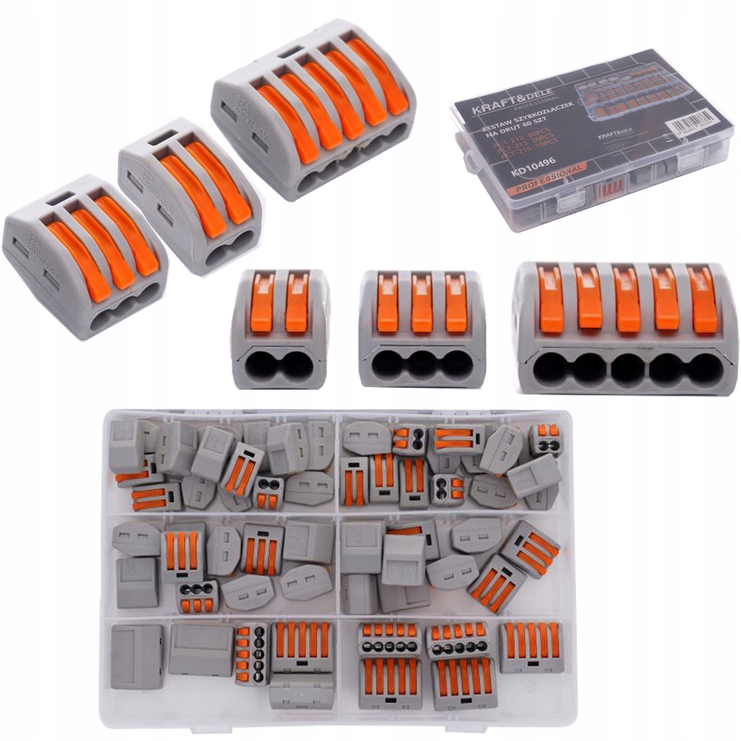 SZYBKOZŁĄCZKA ZESTAW SZYBKOZŁĄCZEK NA DRUT 60 SZT 0,5-2,5 MM2 KRAFT&DELE