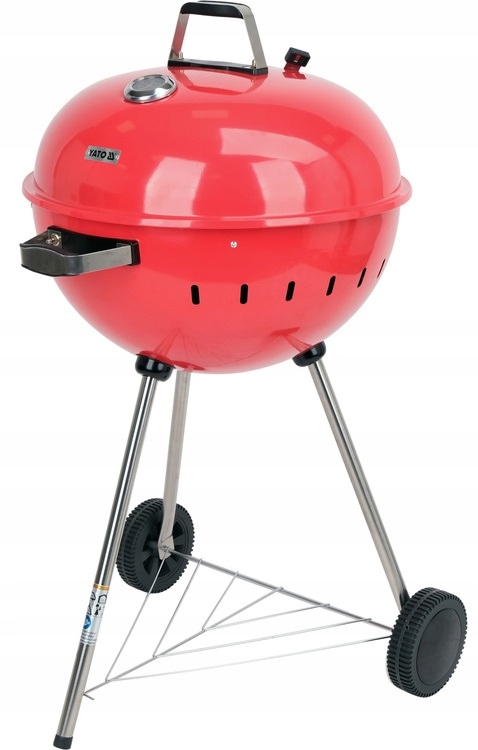YATO GRILL OGRODOWY WĘGLOWY OKRĄGŁY Z POKRYWĄ RUSZT 54cm STALOWY CZERWONY
