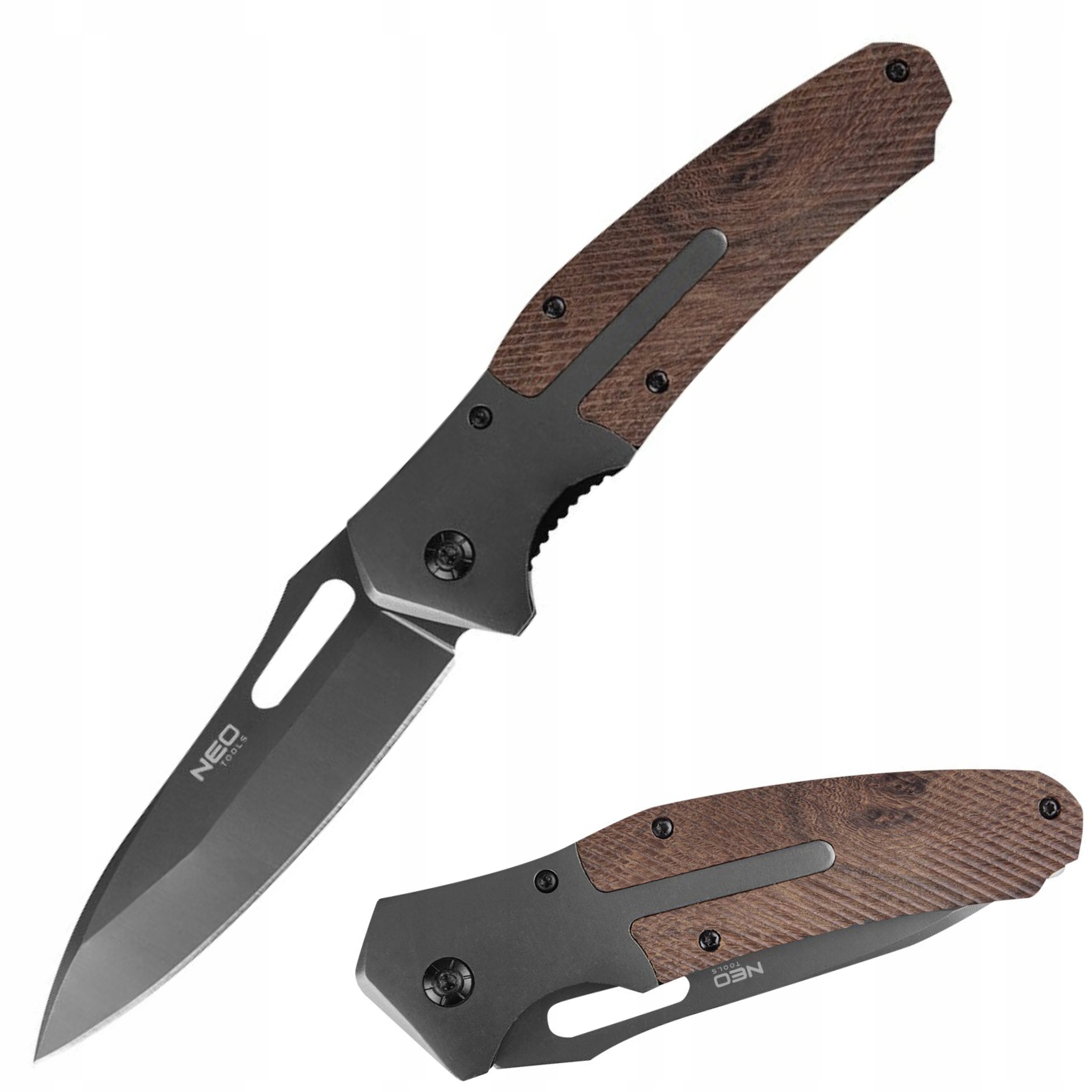 NEO NÓŻ TURYSTYCZNY SURVIVALOWY SKŁADANY SCYZORYK ZACZEP NA PAS 22cm 63-115