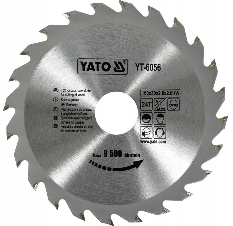 YATO TARCZA WIDIOWA DO DREWNA TWORZYW SZTUCZNYCH 160X24TX30 MM YT-6056