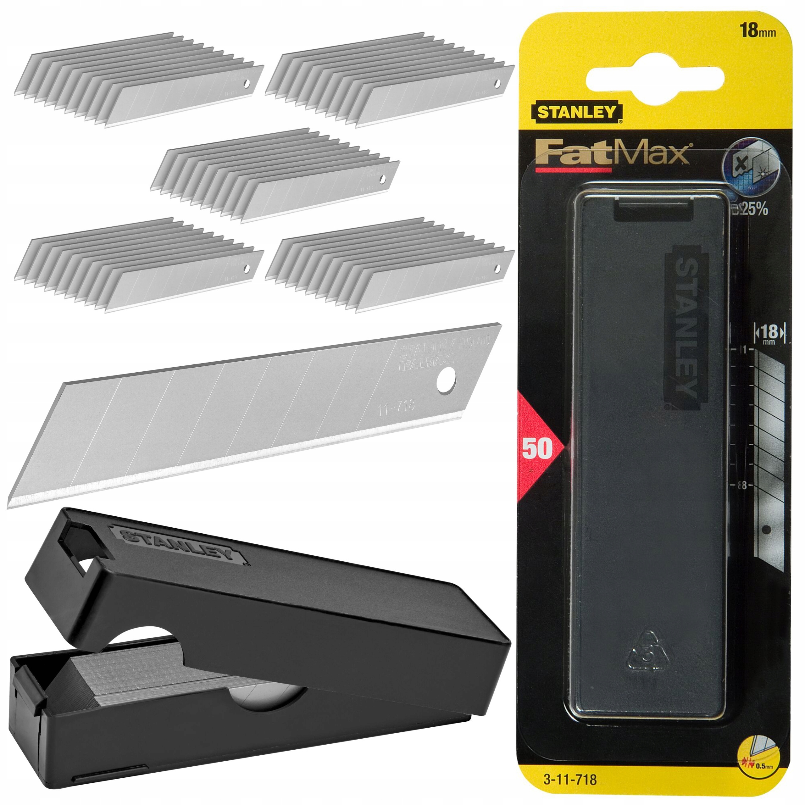 STANLEY ZESTAW OSTRZA ŁAMANE FatMax 18 mm 50 SZTUK 3-11-718 KOMPLET