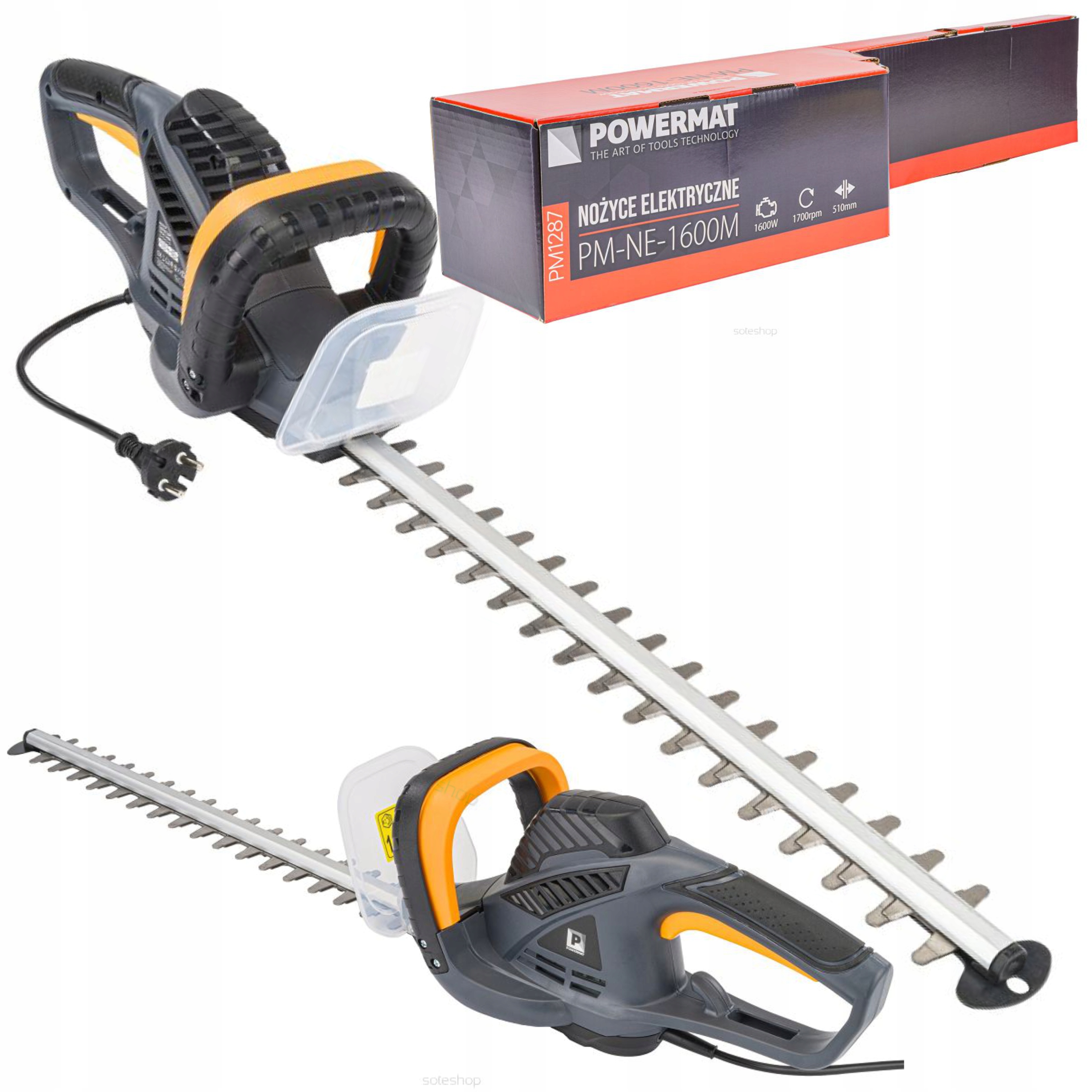 ELEKTRYCZNE NOŻYCE DO ŻYWOPŁOTU GAŁĘZI KRZEWÓW 1600W 510MM SEKATOR DUŻA MOC