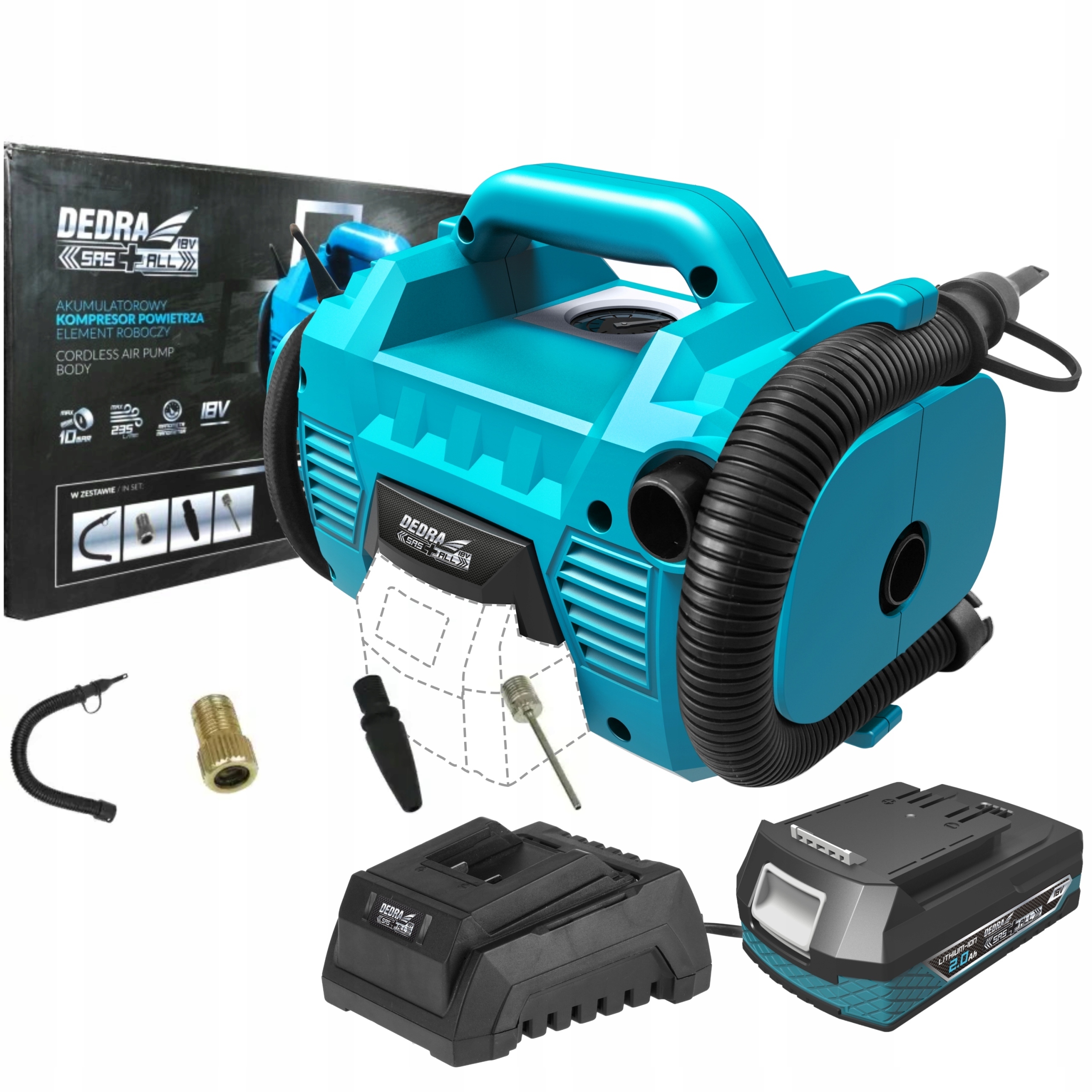 DEDRA KOMPRESOR POWIETRZA AKU. 18V SAS+ LED +2 Ah