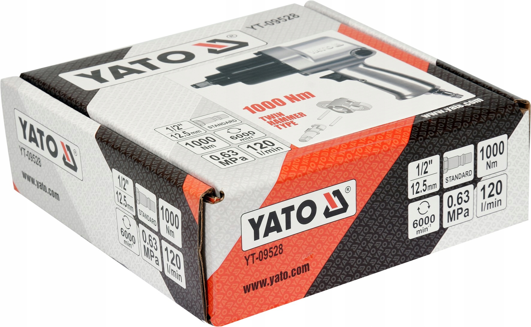 YATO KLUCZ UDAROWY PNEUMATYCZNY UNIWERSALNY 1/2 1000Nm TWIN HAMMER YT-09528