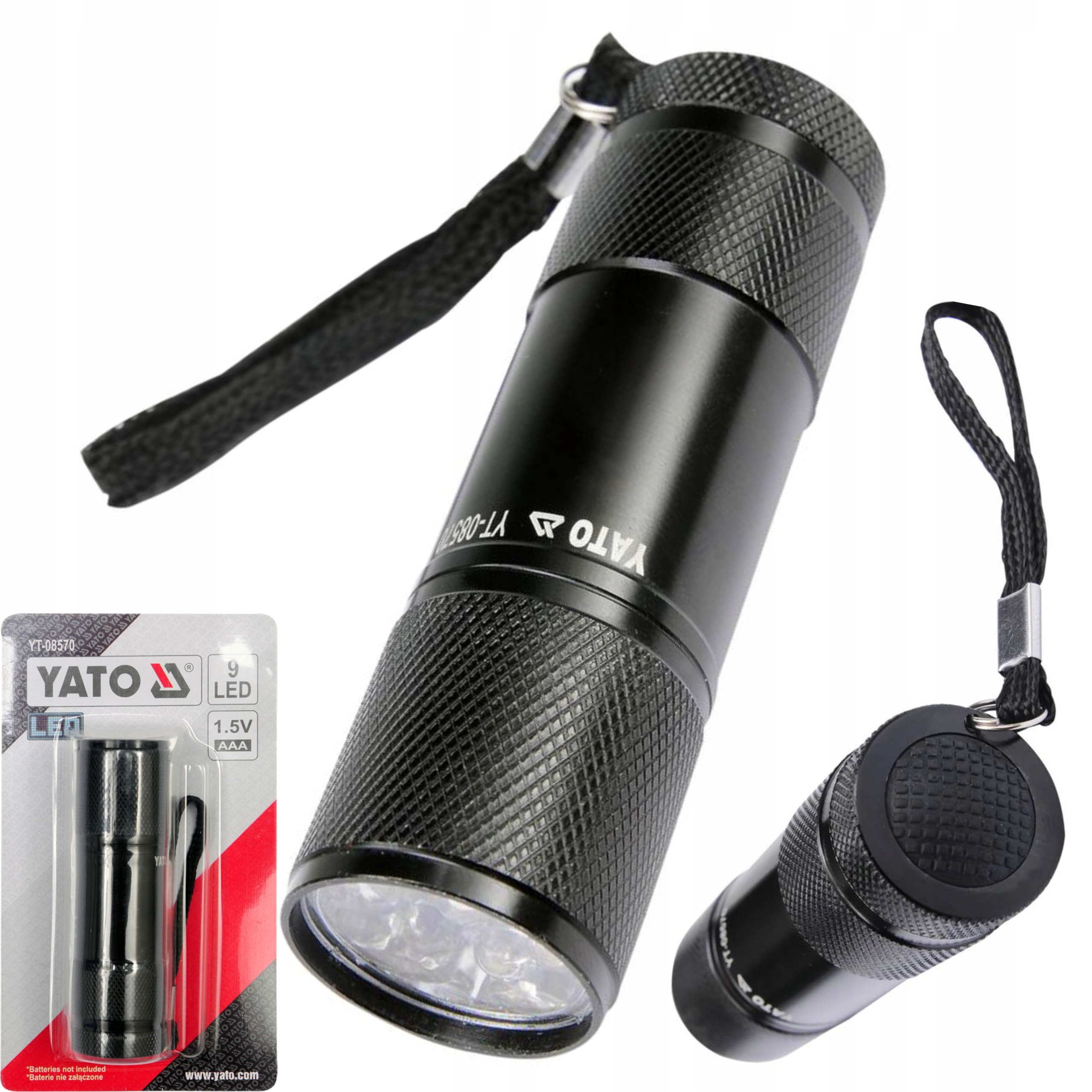 LATARKA ALUMINIOWA, DIODOWA 9 LED, CZARNA YATO