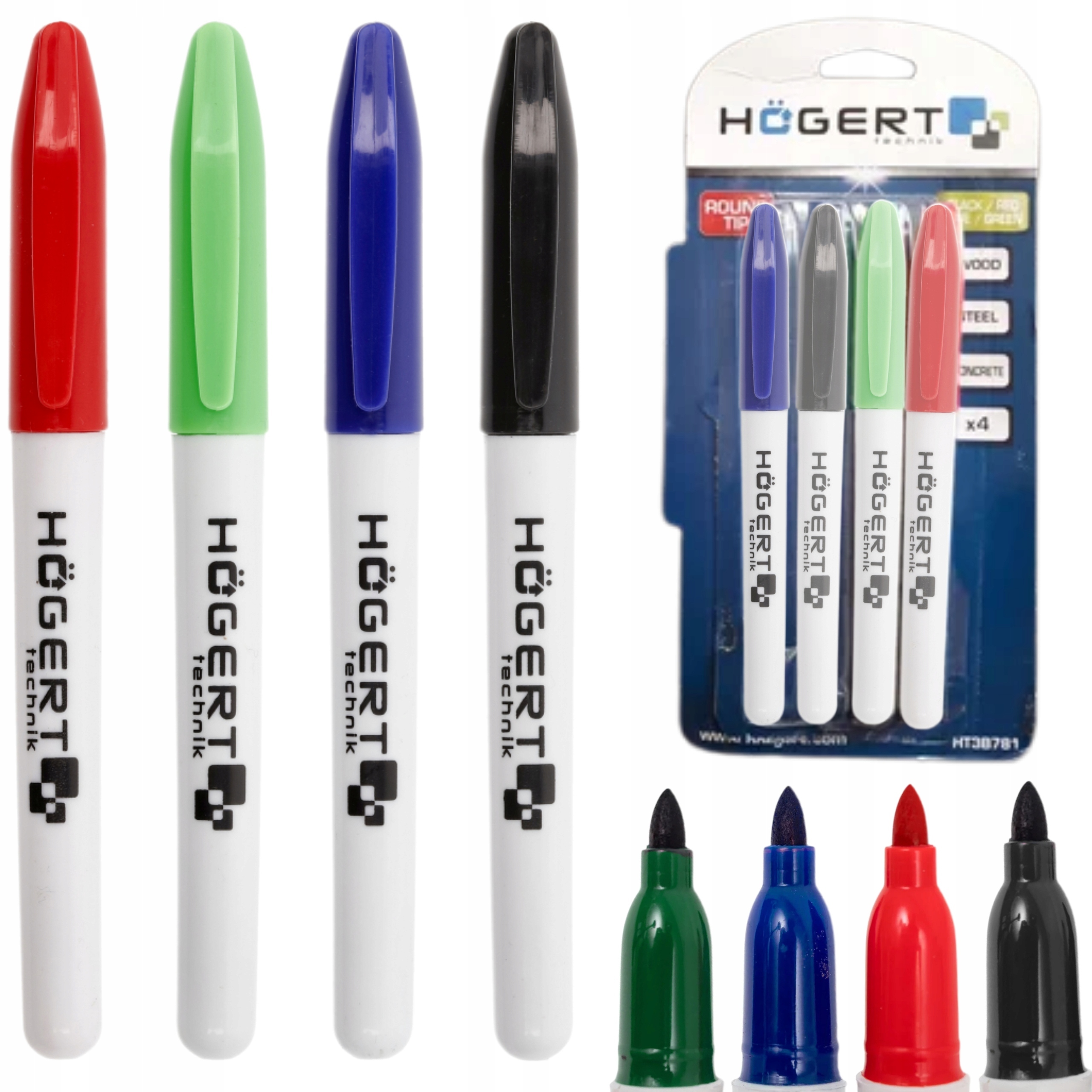HOEGERT MARKERY PERMANENTNE 4 SZTUK MIX KOLORÓW HT3B781
