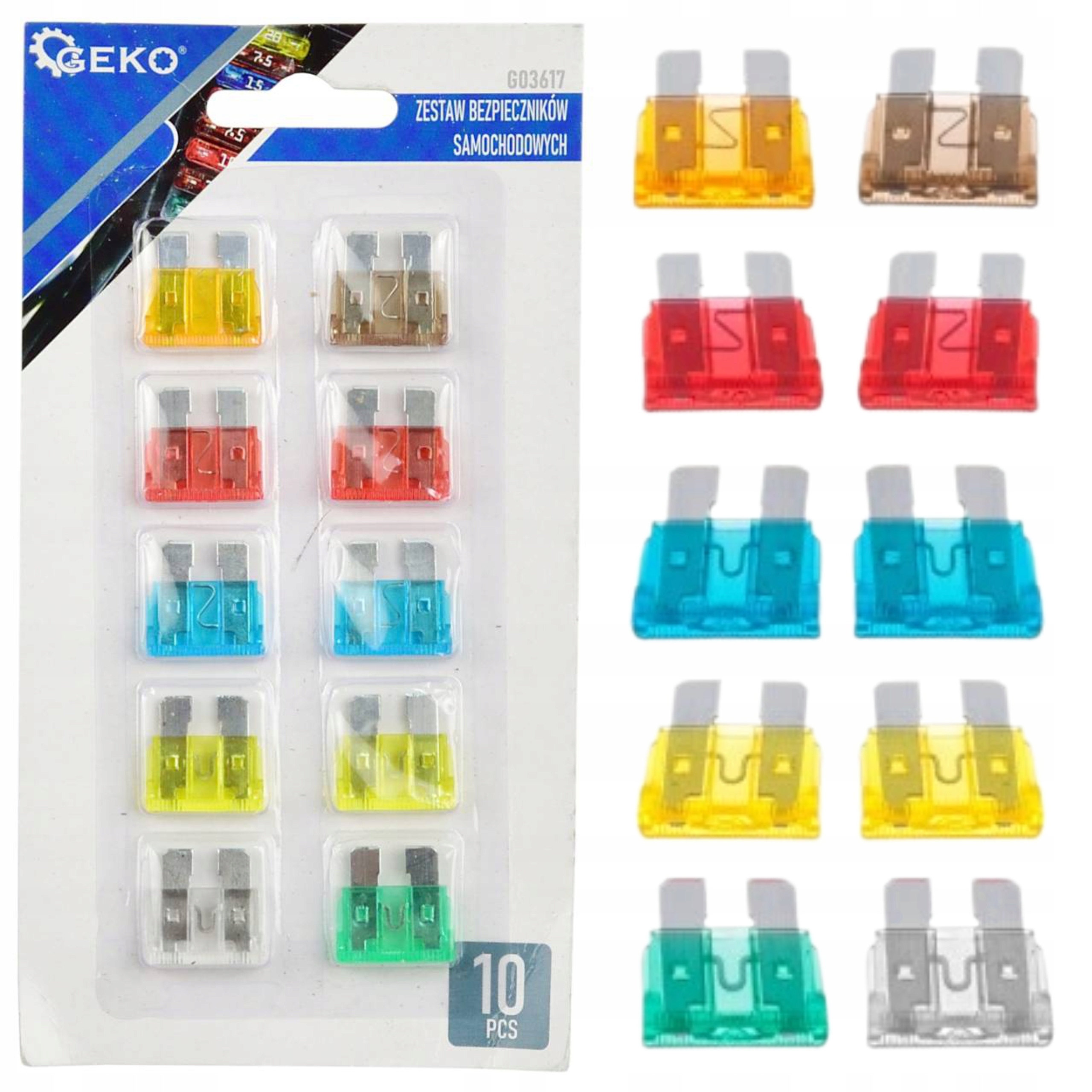 ZESTAW BEZPIECZNIKÓW SAMOCHODOWYCH 10EL. GEKO G03617