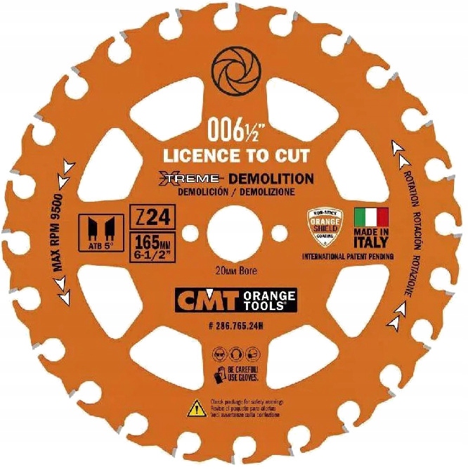 CMT PIŁA TARCZOWA TARCZA DO CIĘCIA DREWNA Z GWOŹDZIAMI 165 MM 286.765.24H