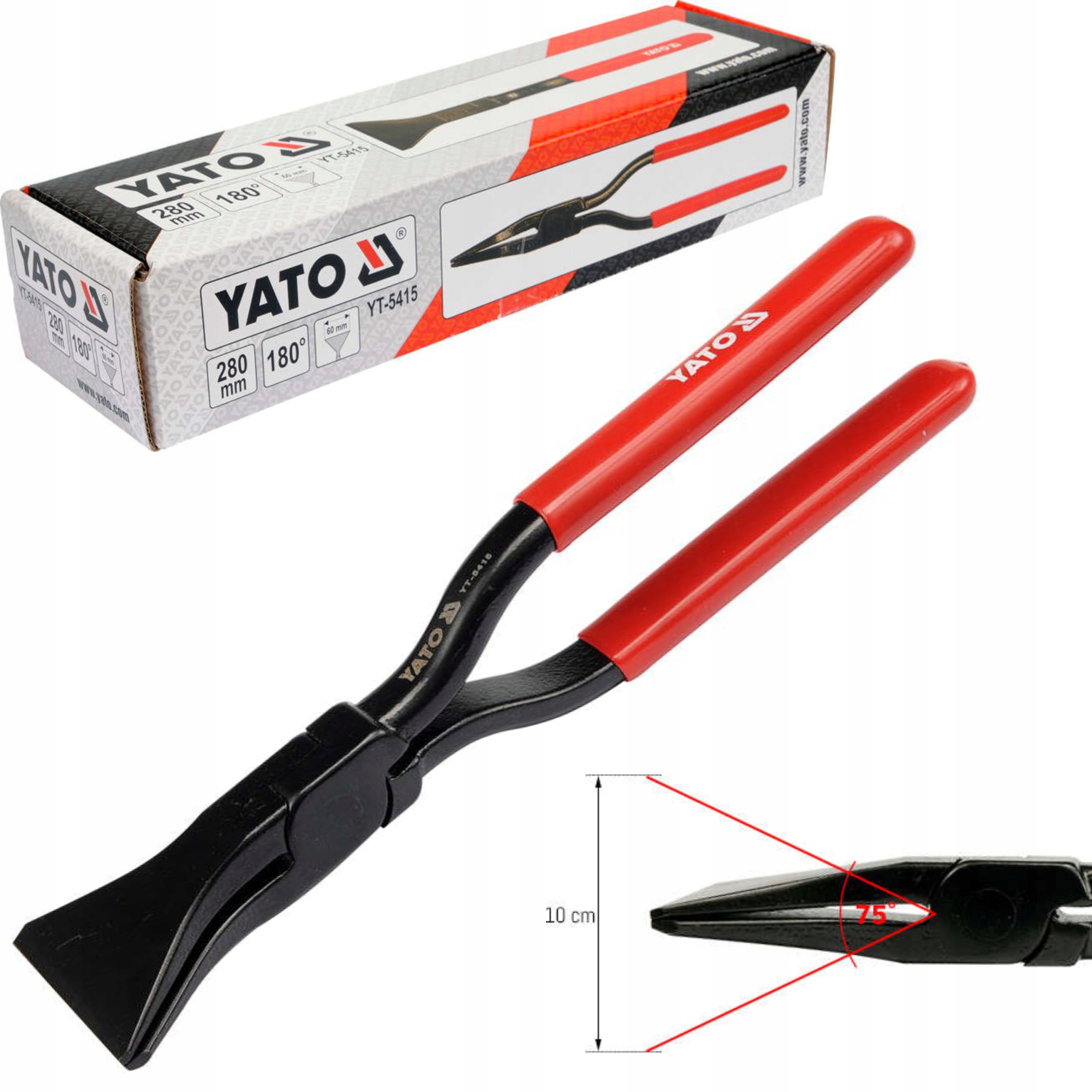 YATO ZESTAW DEKARSKIE SZCZYPCE KLESZCZE GIĘCIA BLACH 280MM PROSTE ODGIĘTE 3